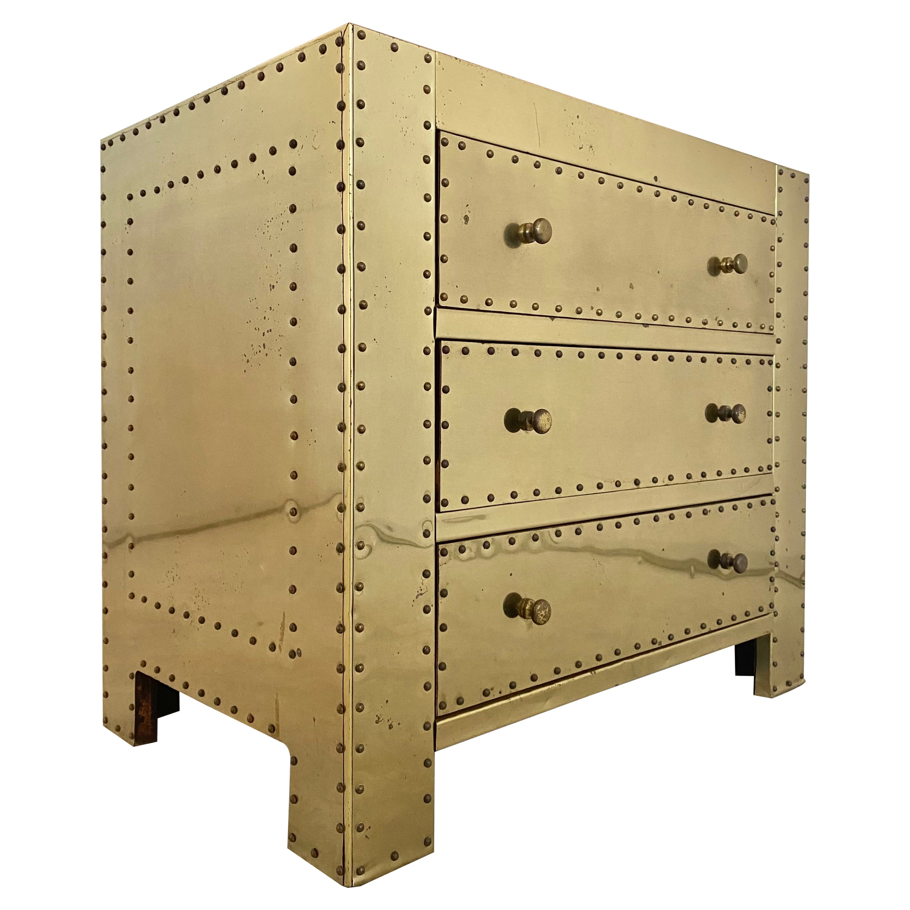 Sarreid Commode à trois tiroirs en laiton