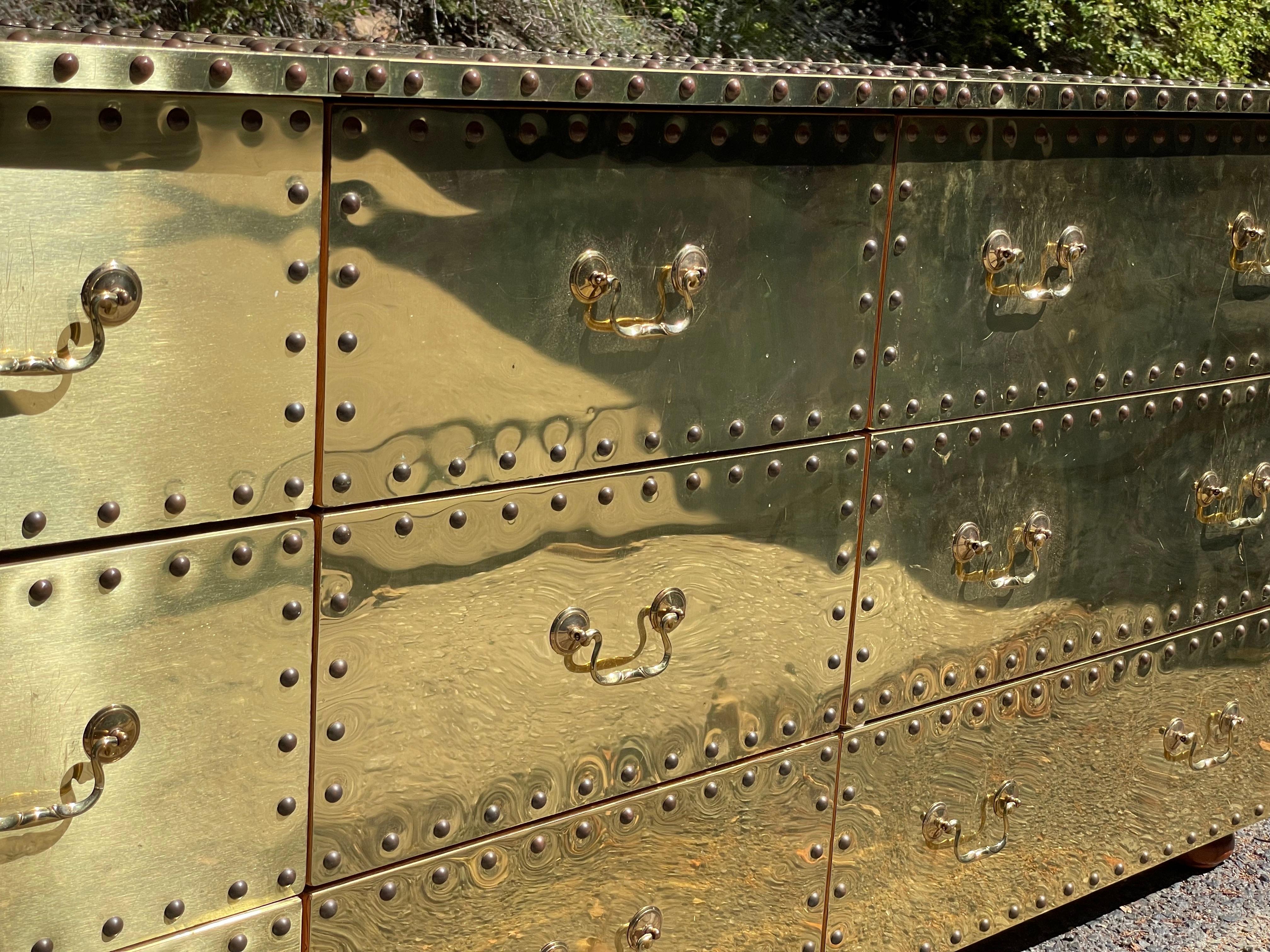 Sarreid Brass Clad Triple Dresser, circa 1970s 6