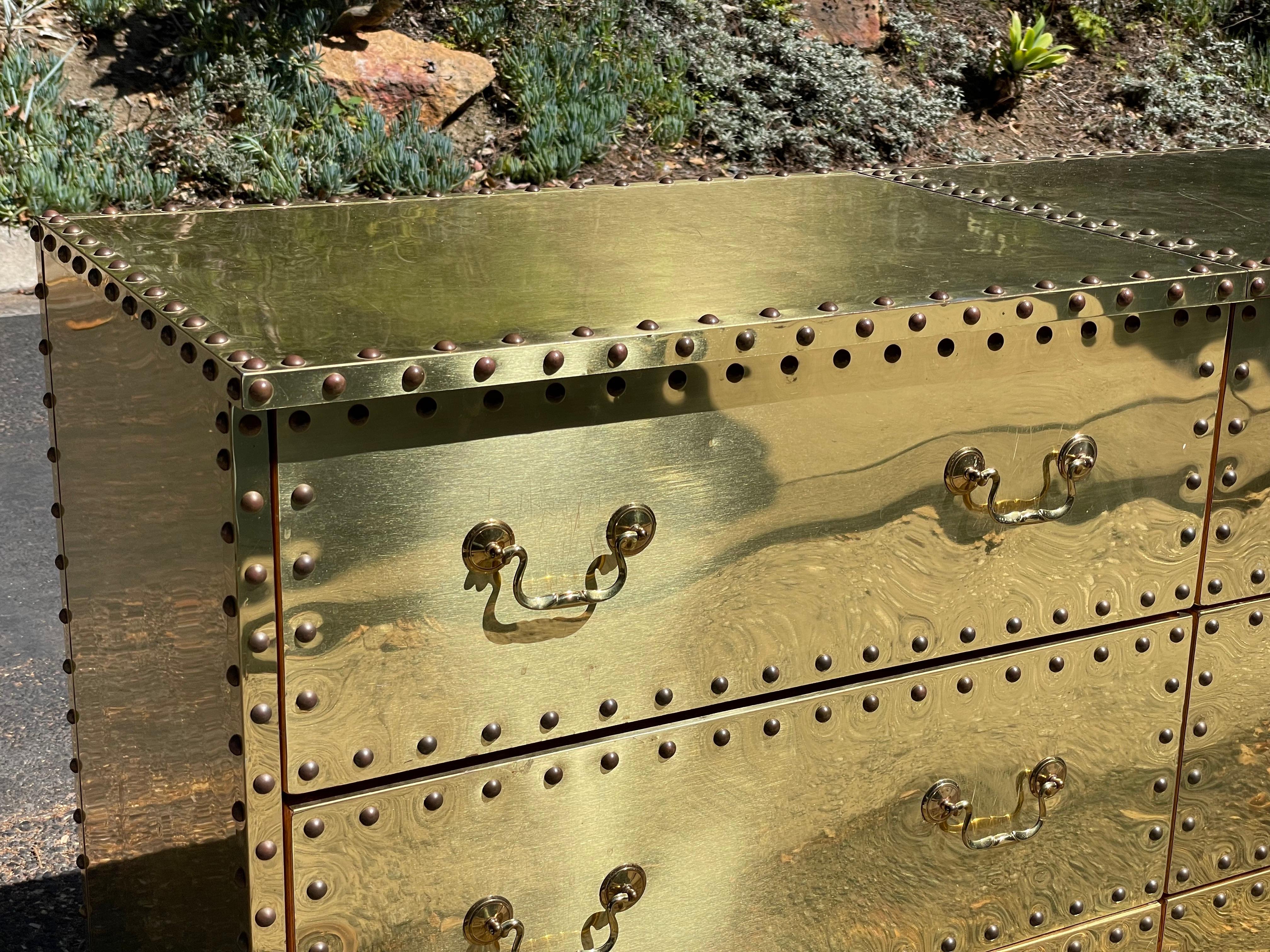Sarreid Brass Clad Triple Dresser, circa 1970s 9
