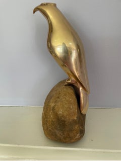 Sarreid Brass Falcon Perched on a Rock