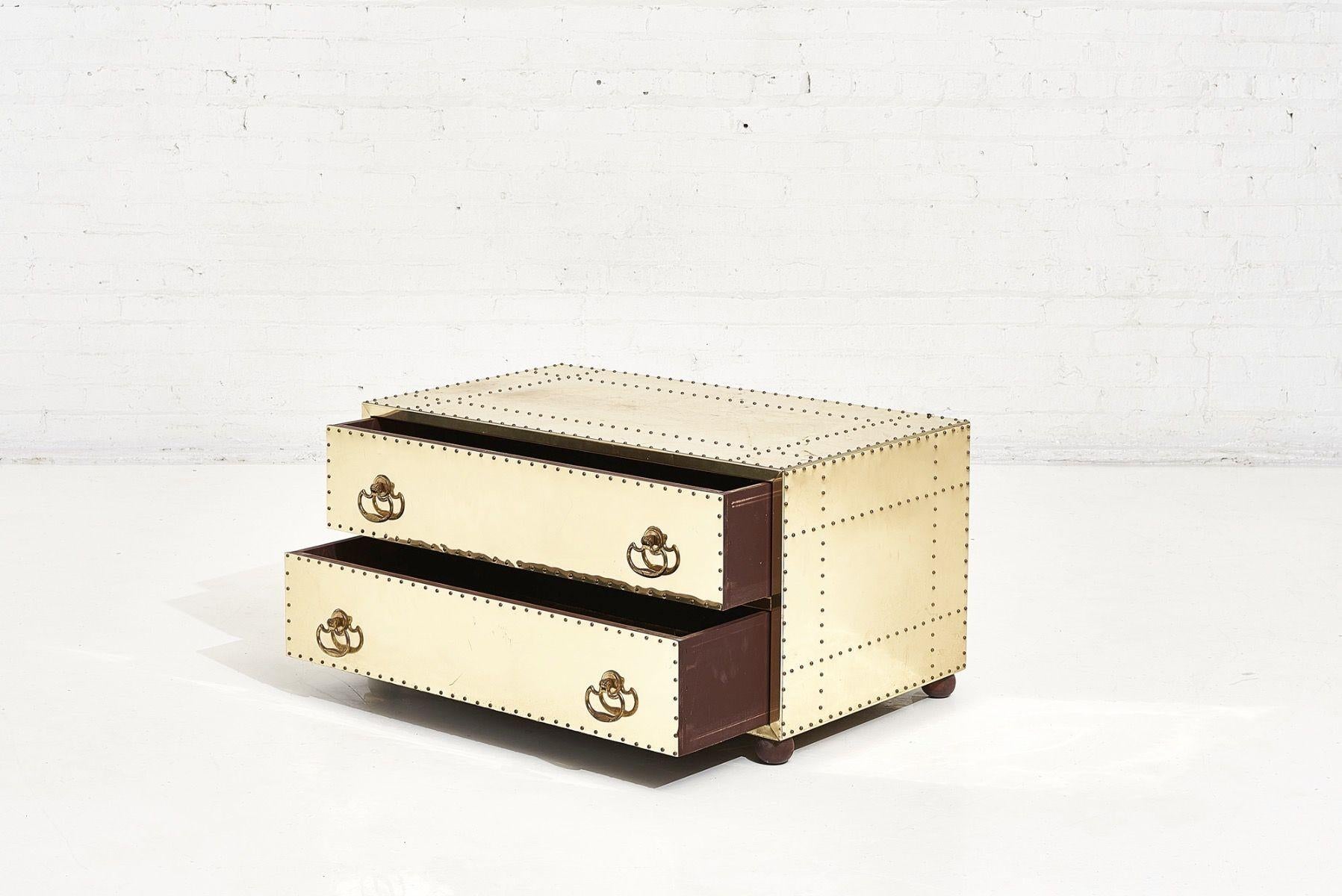 American Sarreid Brass Two Drawer Low Chest, 1960