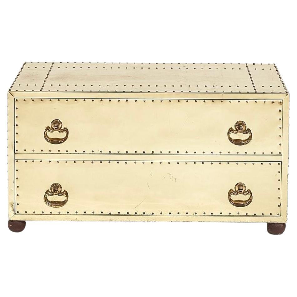 Sarreid Brass Two Drawer Low Chest, 1960 For Sale