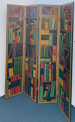 Sarreid Kunstleder vergoldet Bücher Folding Bildschirm Raumteiler