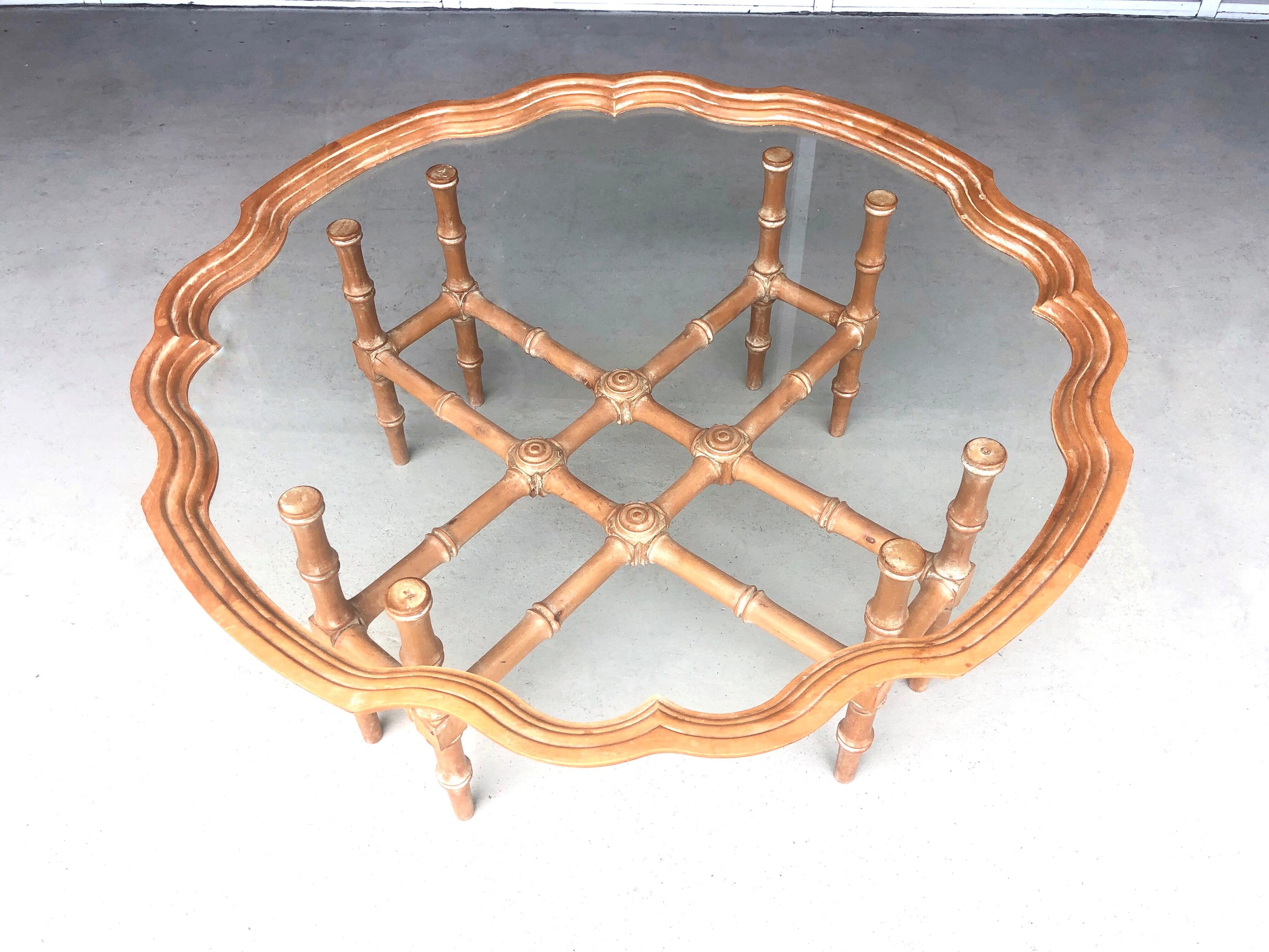 Sarreid Hand Carved Wood and Glass Tray Coffee Cocktail Table 1