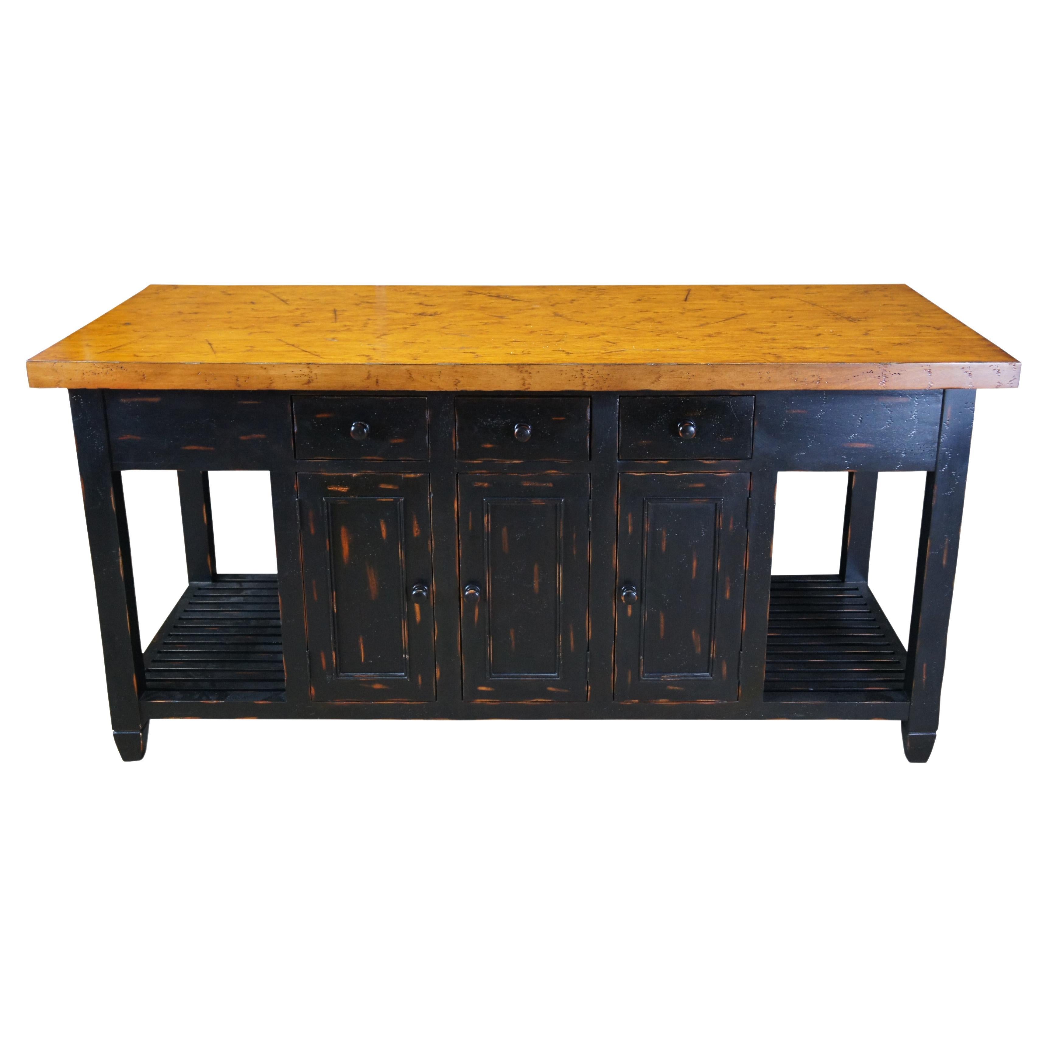 Sarreid Ltd Île de cuisine en pin de style rustique américain Table de récolte Cabinet