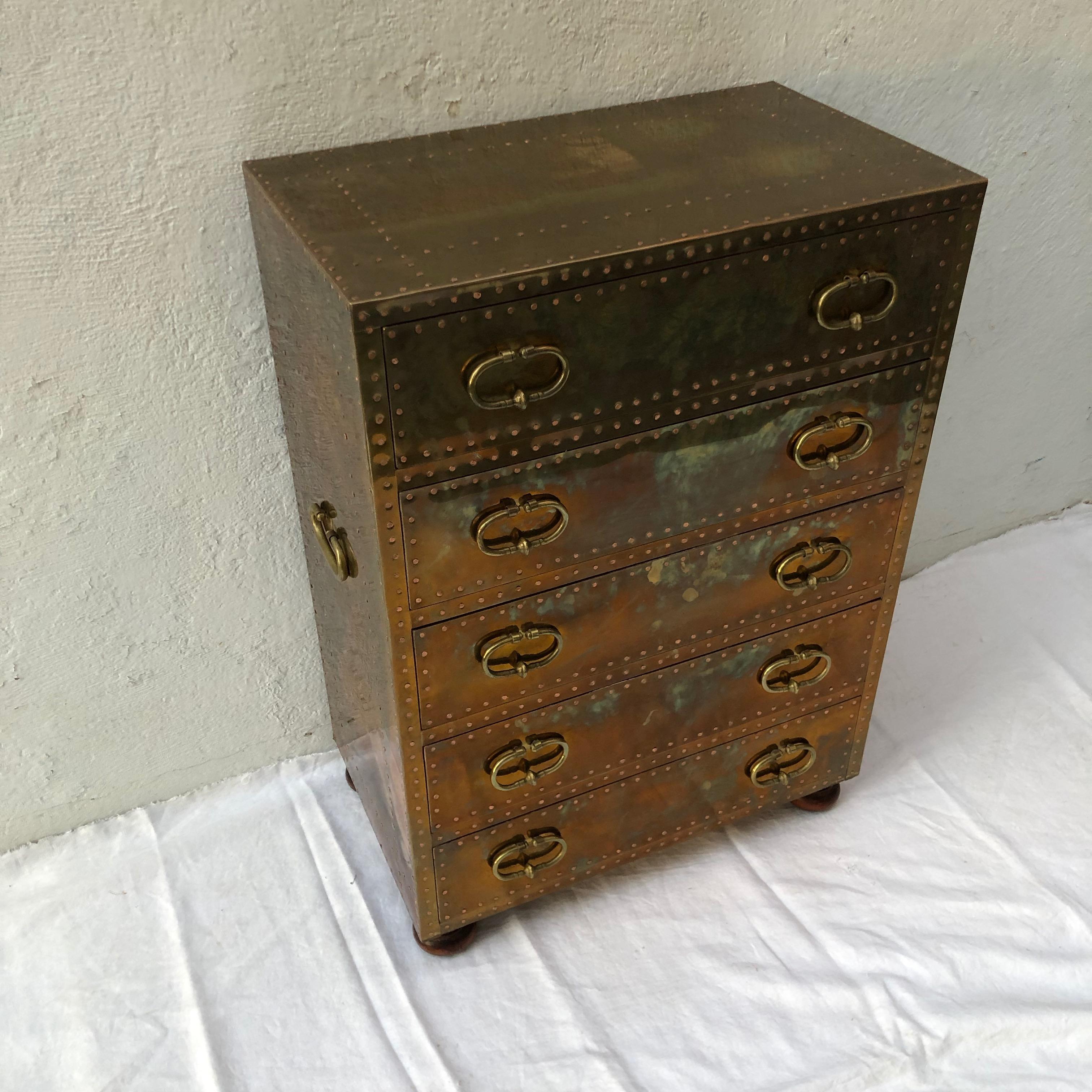 Sarreid Ltd. Brass Chest In Good Condition In East Hampton, NY