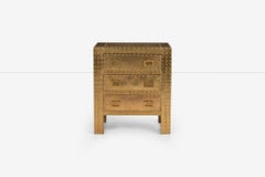 Sarreid Ltd. Brass Clad Collection Three Drawer Cabinet 1970's