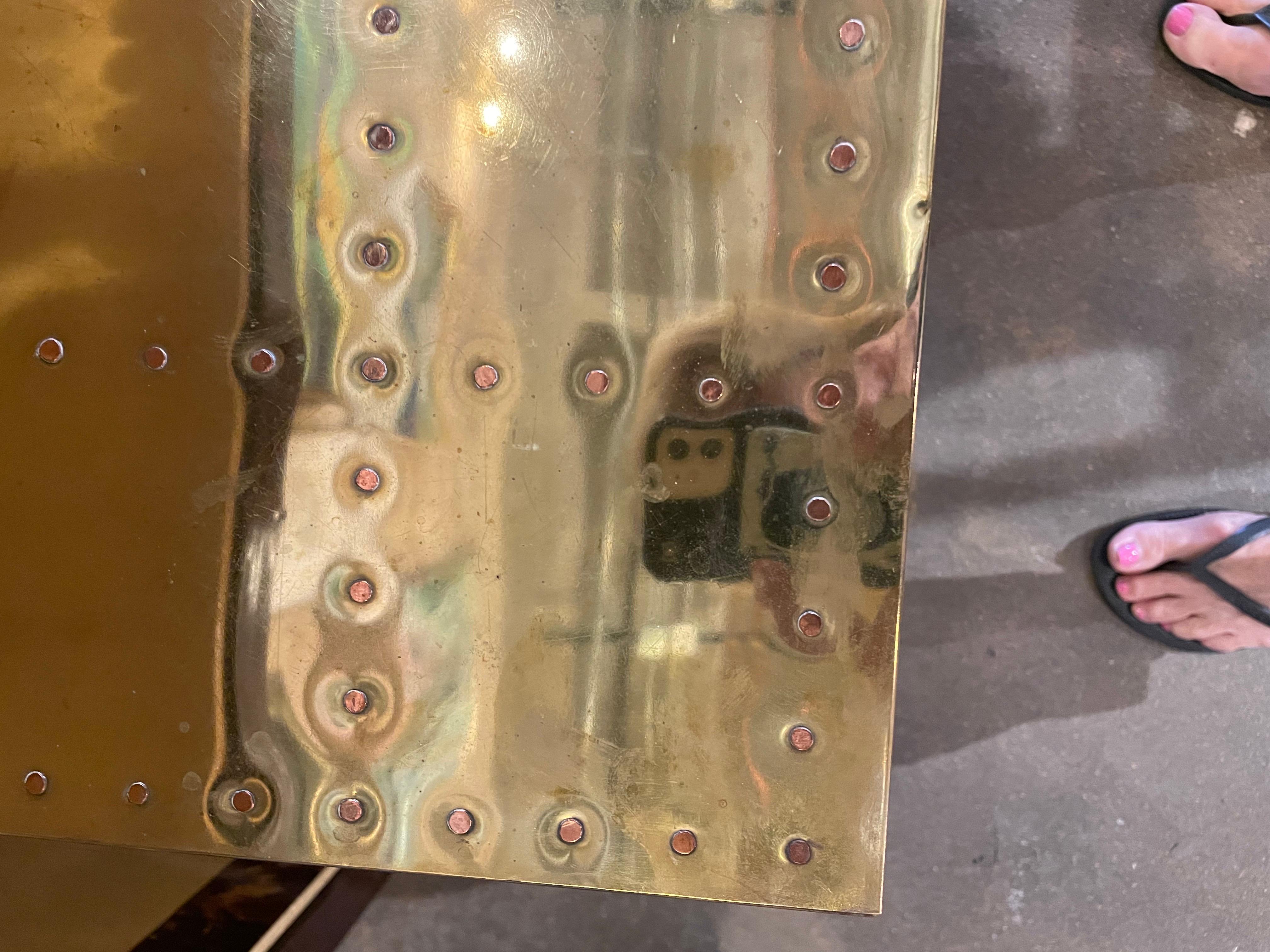 Sarreid ltd brass trunk In Good Condition In Winnetka, IL