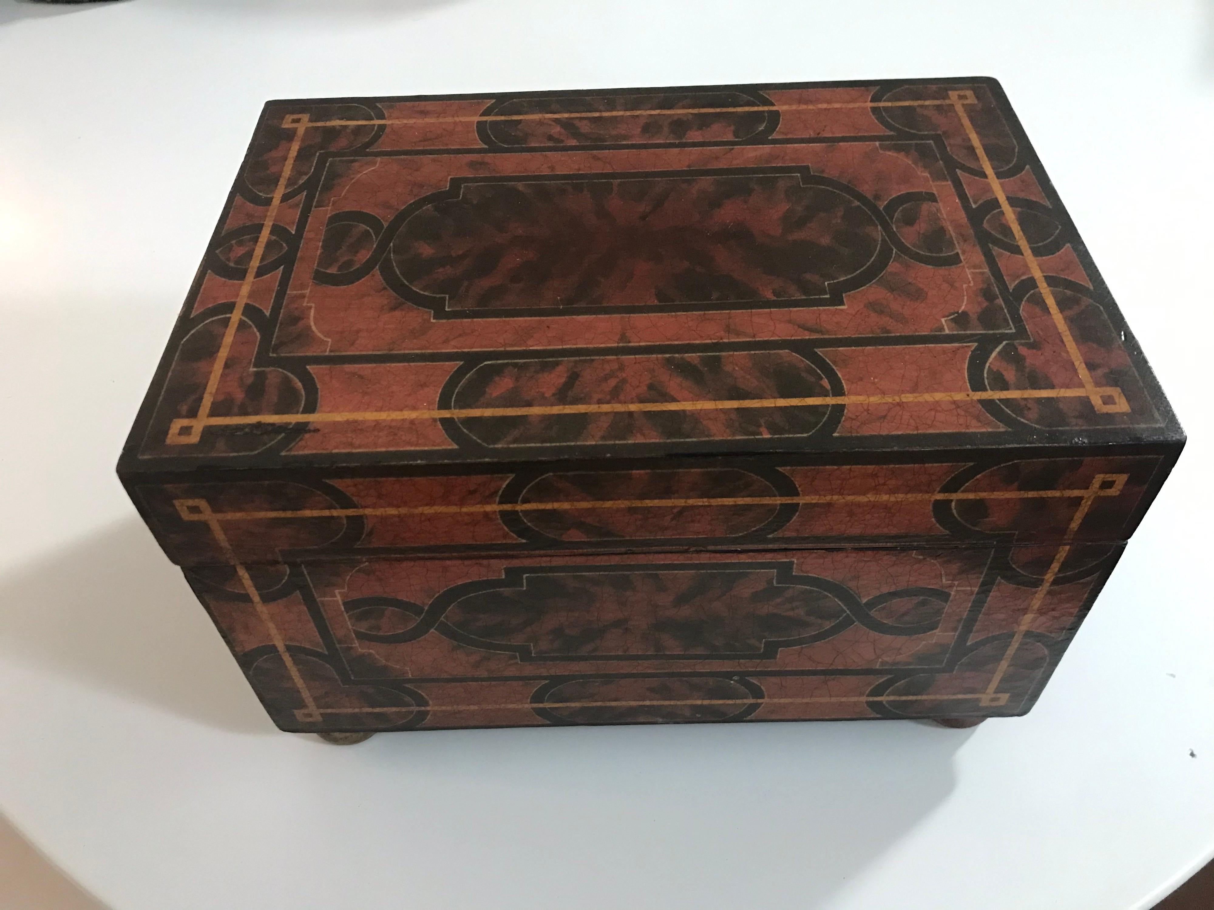 This is a faux wood decorative box by Sarried Ltd. Probably from 1980s.