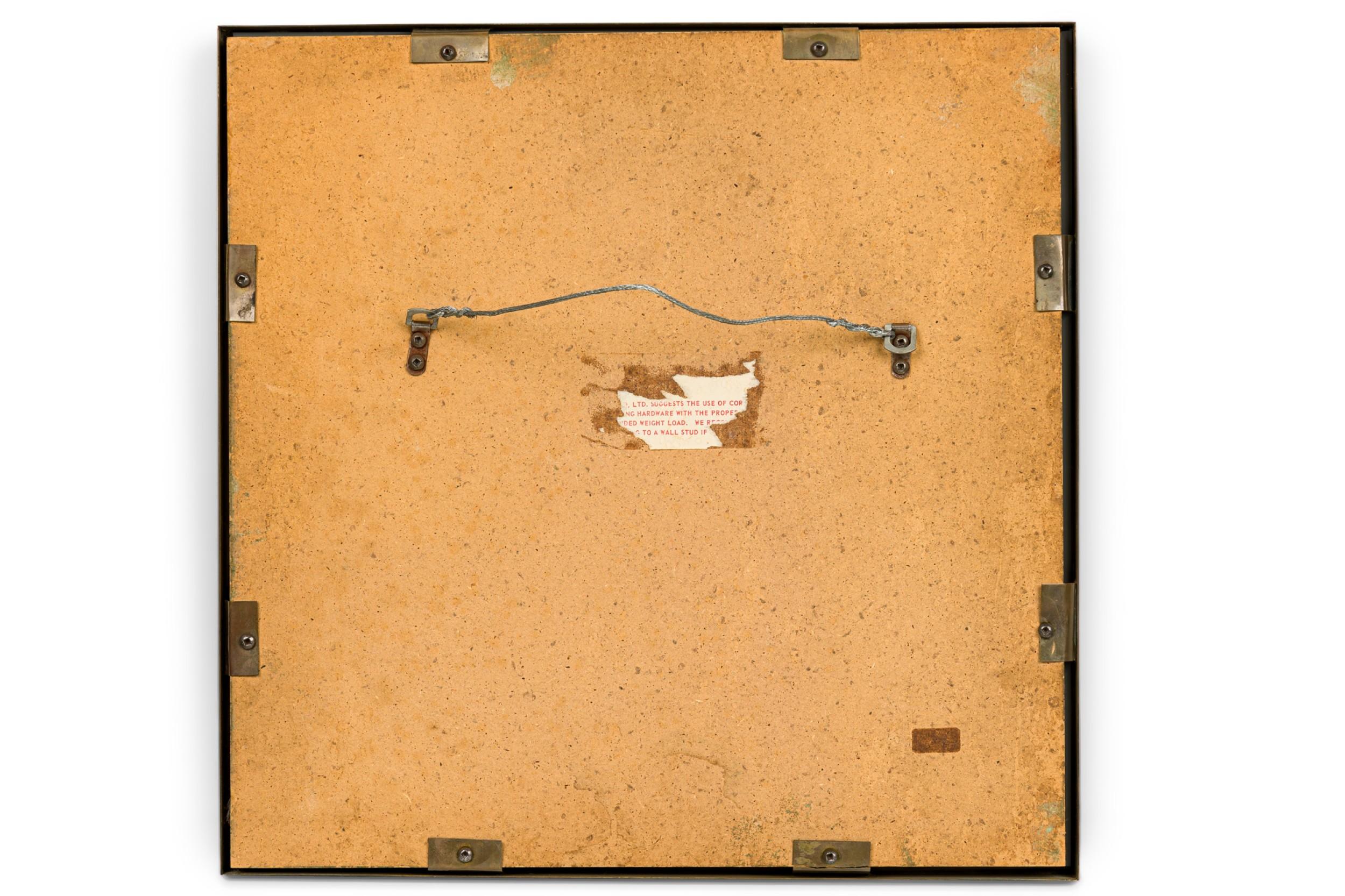 Fait main Sarreid Ltd Mid-Century American Studded Square Brass Frame Mirror (Miroir à cadre carré en laiton clouté) en vente