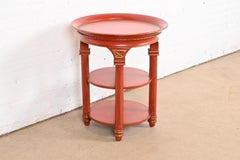 Sarreid Ltd. Plateau néoclassique laqué rouge et doré à la parcelle Guéridon