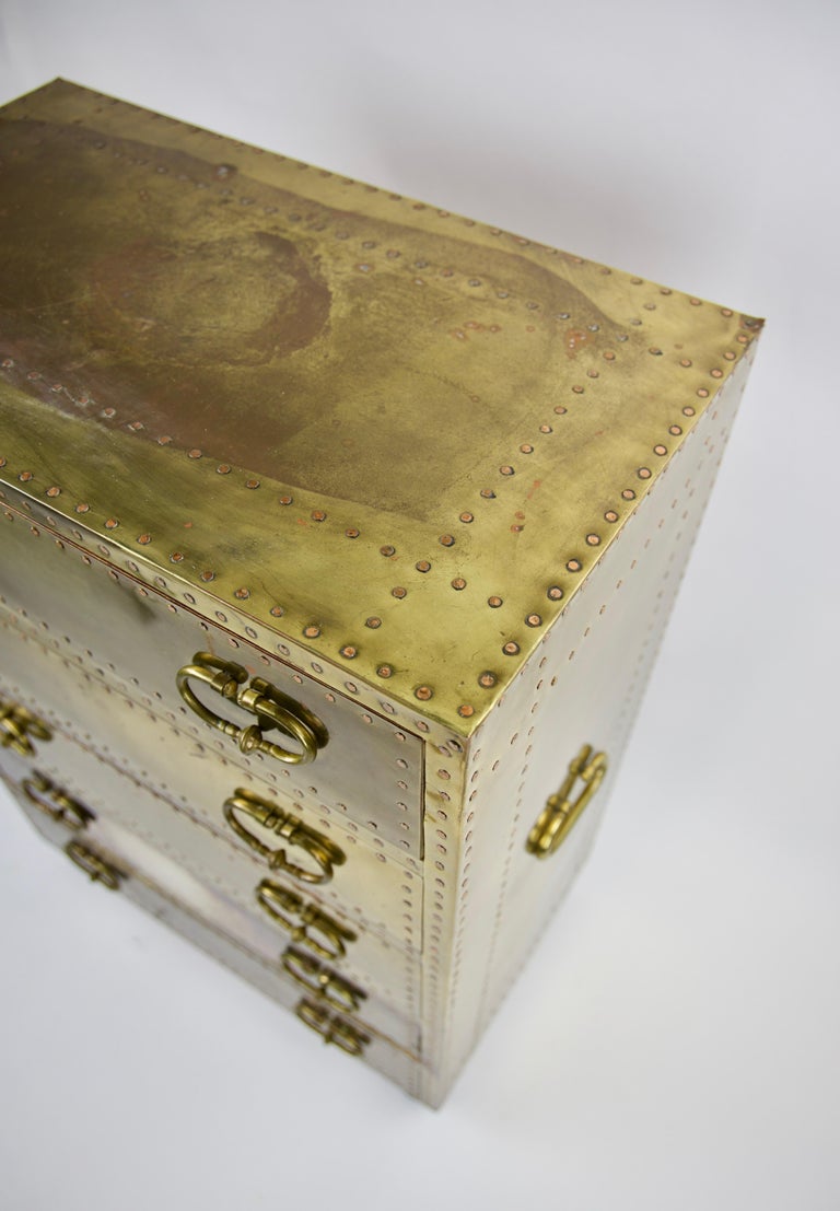 Sarreid Ltd Riveted Brass Chest of 5 Drawers at 1stDibs sarreid brass