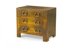 Sarreid, Ltd. Spanish High Style Brass Clad Strongbox Commode / Bedside Table