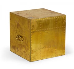 Sarreid, Ltd. Spanish High Style Brass Studded Cube Occasional Table