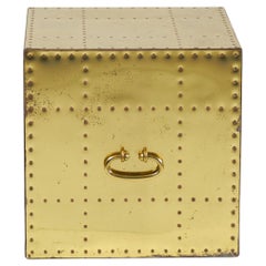 Vintage Sarreid, Ltd. Spanish High Style Brass Studded Cube Occasional Table