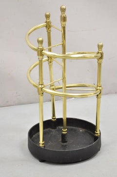 Sarreid LTD Victorian Style Polished Brass & Cast Iron Spiral Umbrella Stand