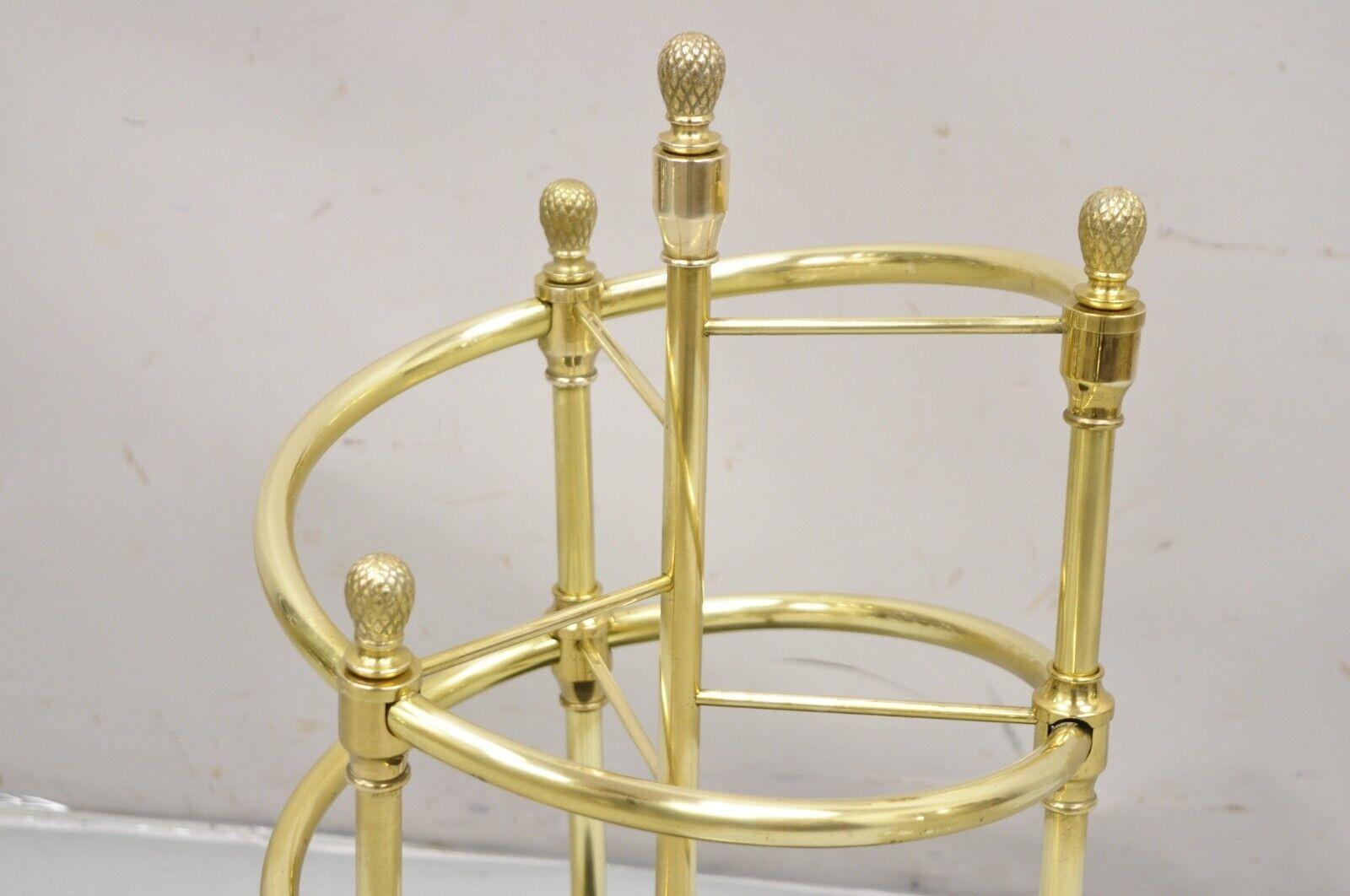 Sarreid LTD Victorian Style Polished Brass & Cast Iron Spiral Umbrella Stand In Good Condition For Sale In Philadelphia, PA