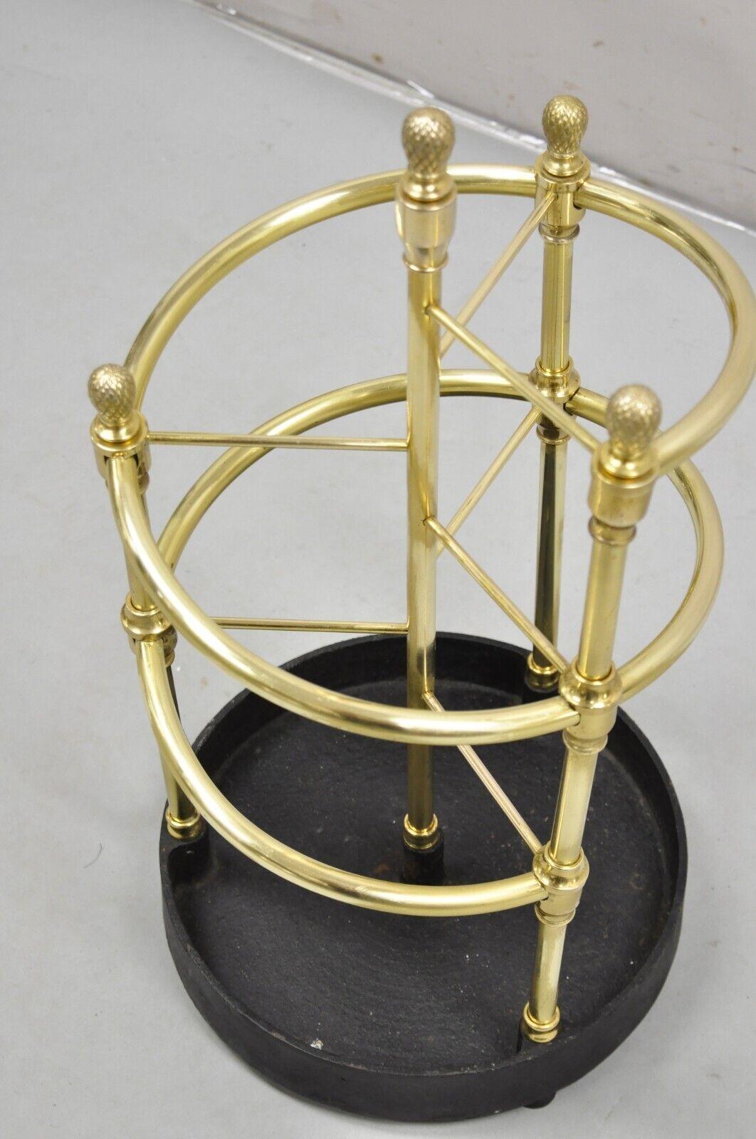 Sarreid LTD Victorian Style Polished Brass & Cast Iron Spiral Umbrella Stand For Sale 3