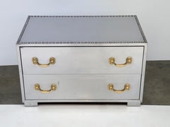 Sarreid Mirror Polished Stainless & Brass Two-Drawer Low Chest