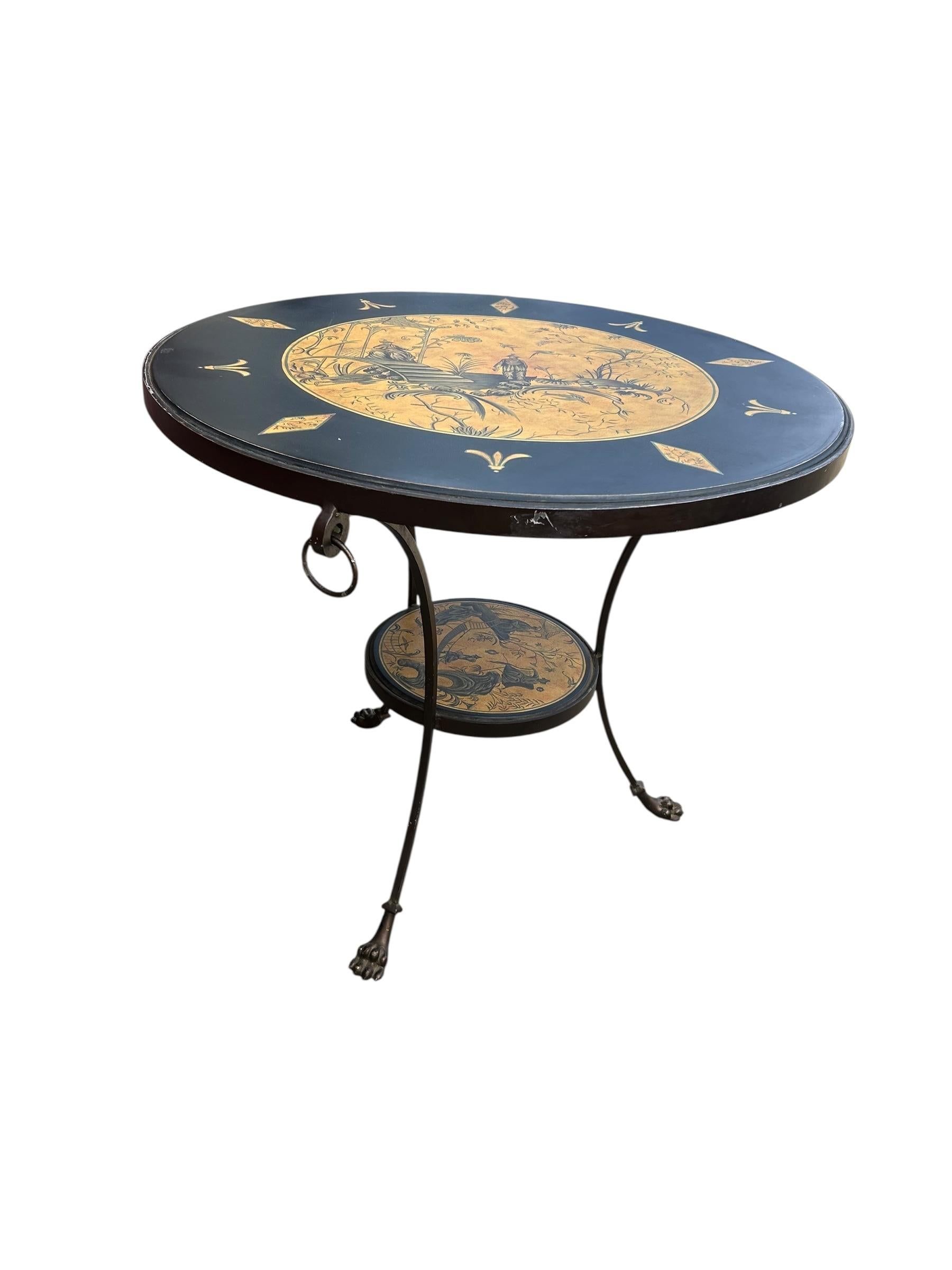 Sarreid Round Chinoiserie Gueridon Side Table In Good Condition For Sale In Chapel Hill, NC