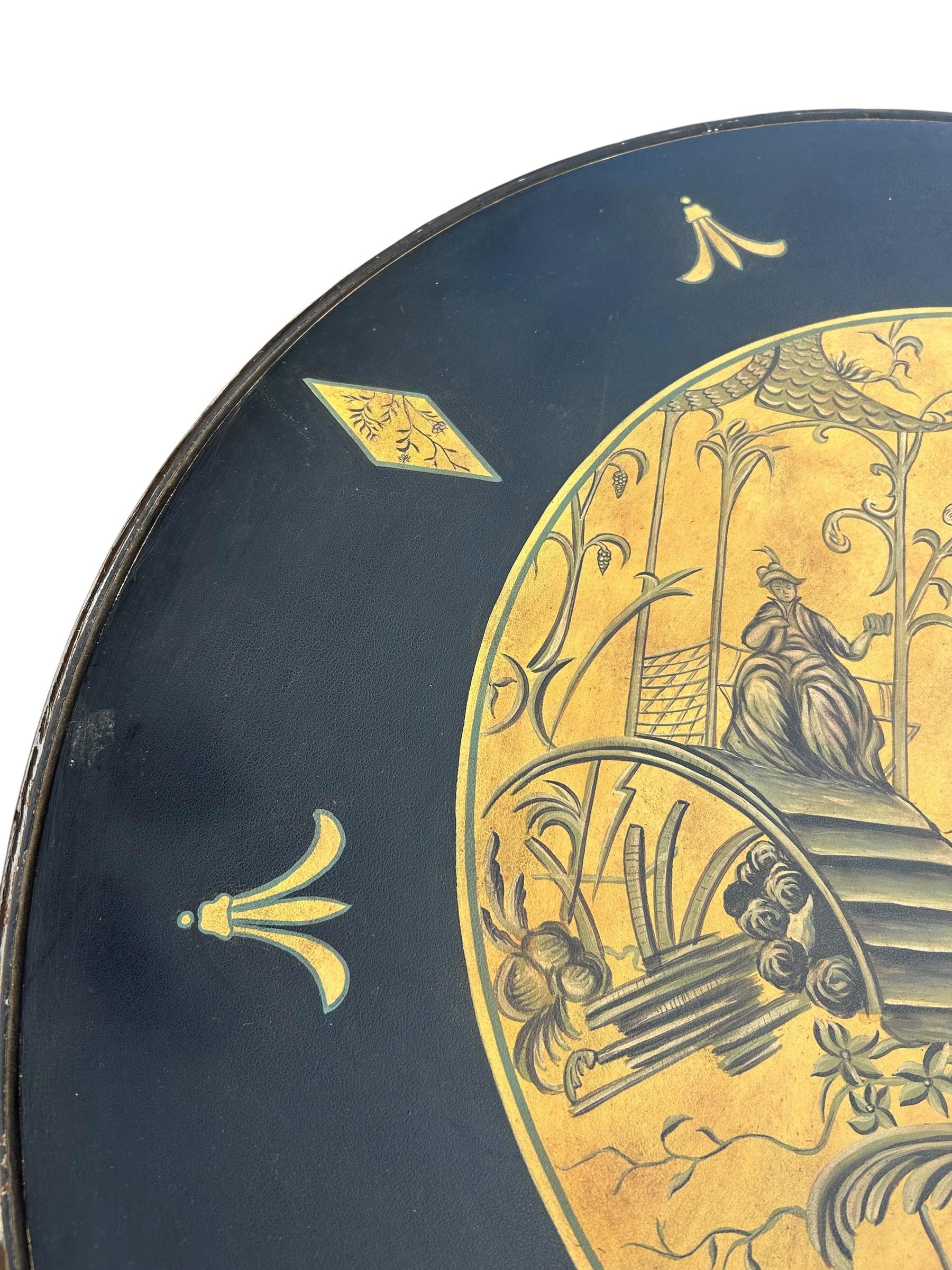 Sarreid Round Chinoiserie Gueridon Side Table For Sale 2
