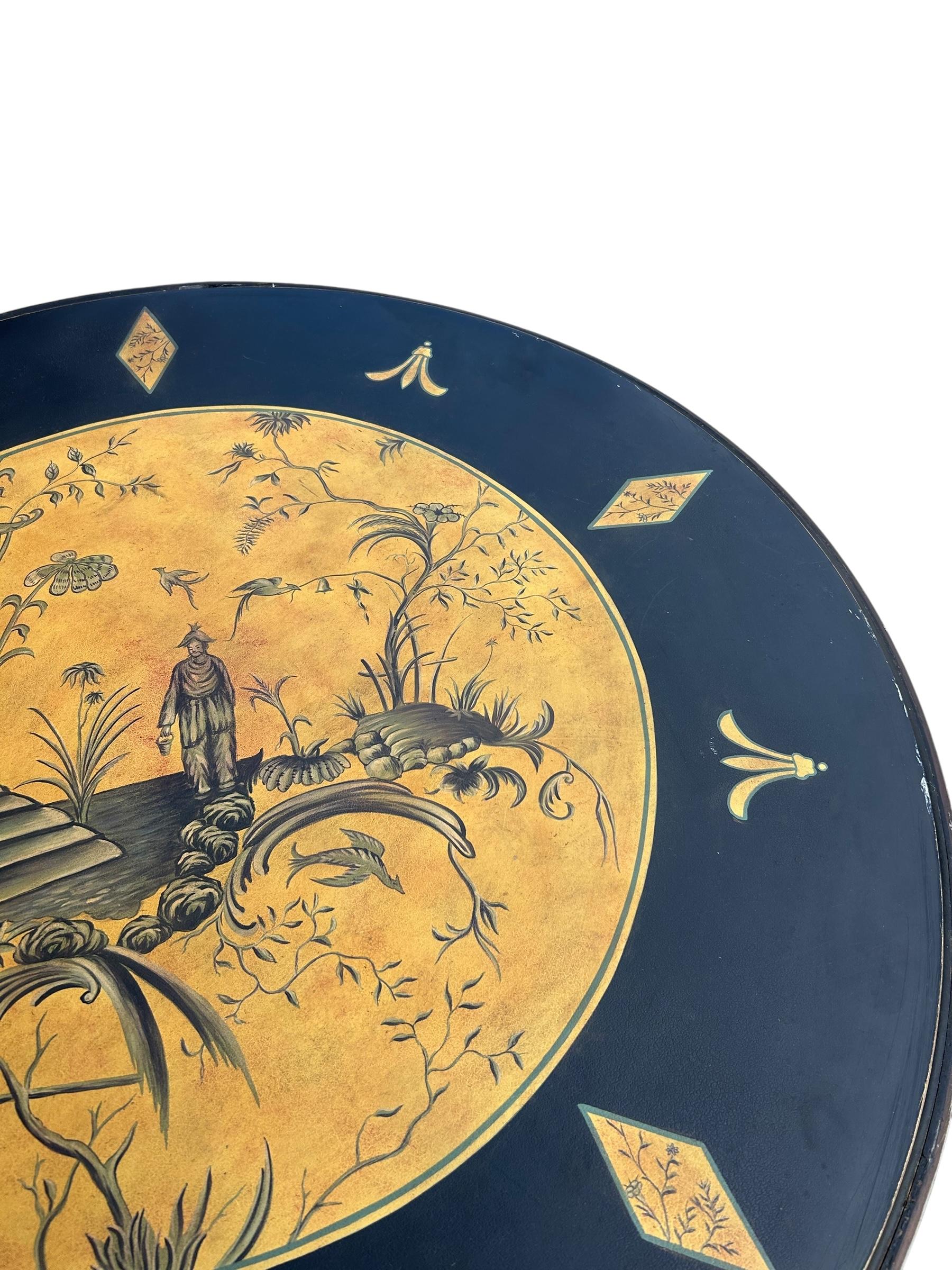 Sarreid Round Chinoiserie Gueridon Side Table For Sale 3