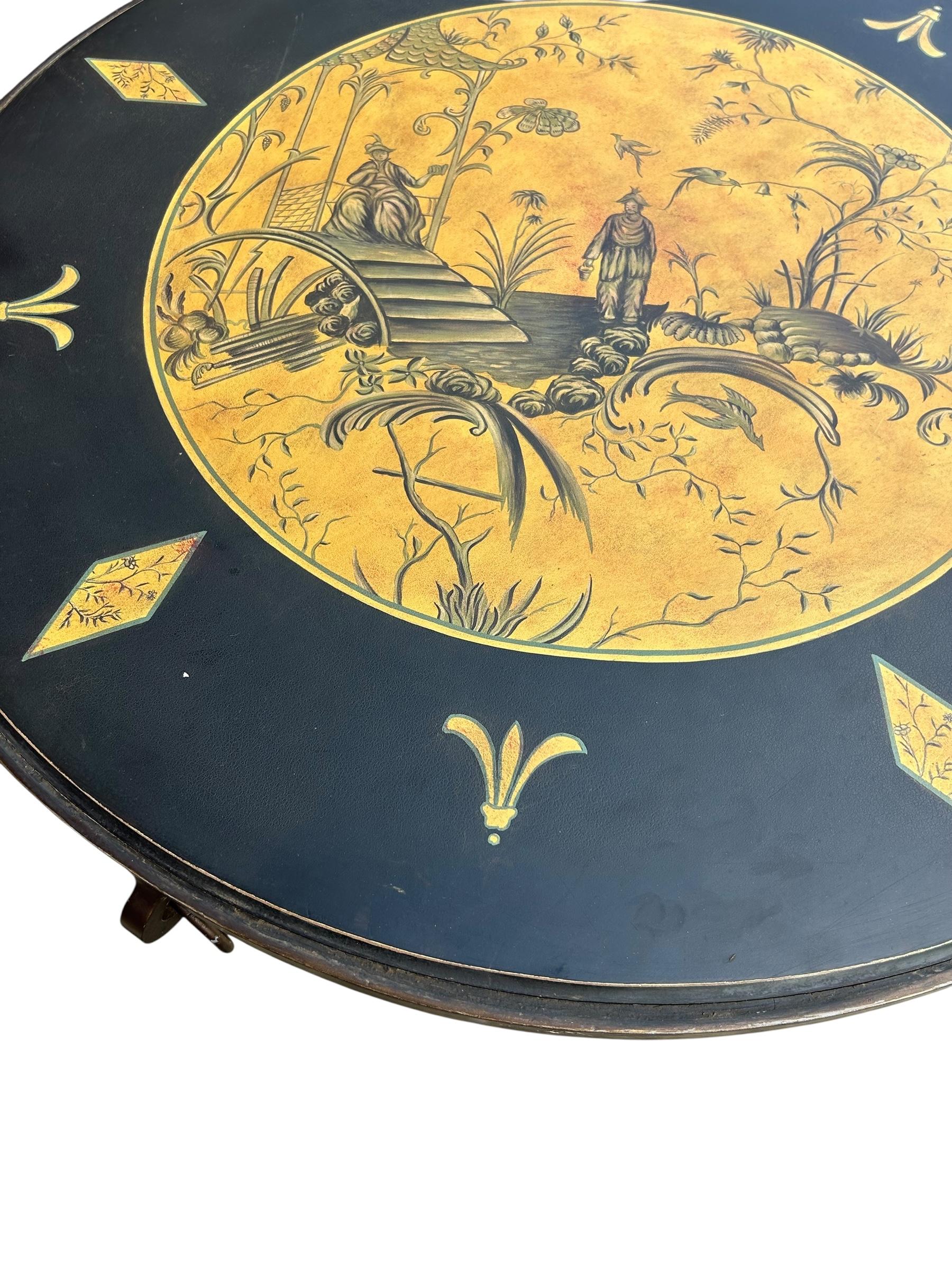 Sarreid Round Chinoiserie Gueridon Side Table For Sale 4