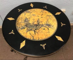 Sarreid Round Chinoiserie Gueridon Table, a Pair