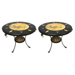 Sarreid, runder Chinoiserie-Gueridon-Tisch, ein Paar