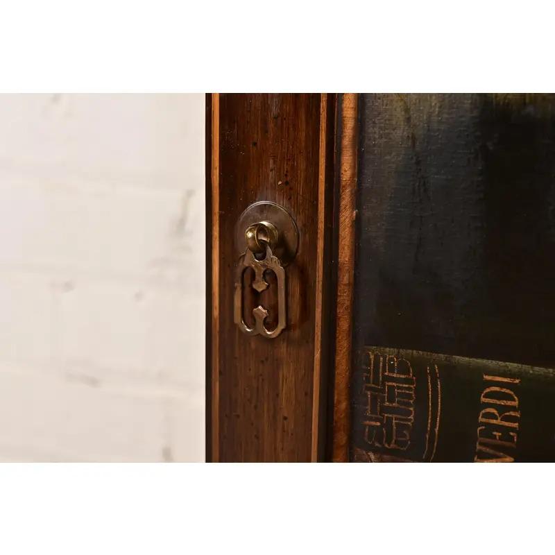 Sarreid Sheraton Hand Painted Trompe l'Oeil Bookcase Cabinet For Sale 4
