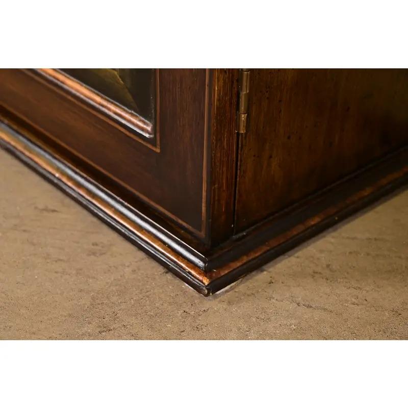 Sarreid Sheraton Hand Painted Trompe l'Oeil Bookcase Cabinet For Sale 5