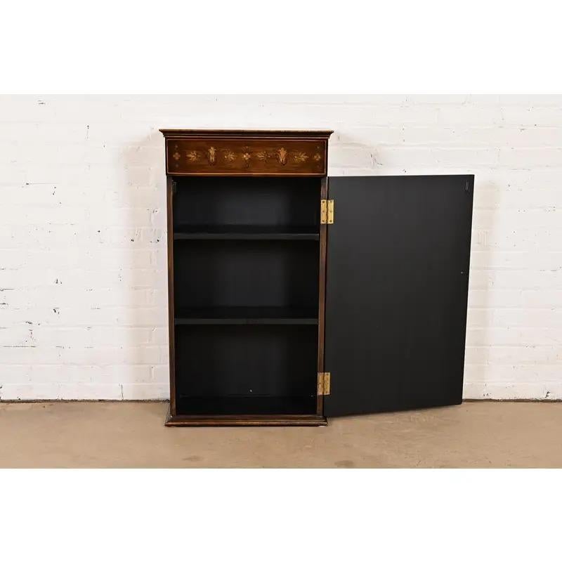 Wood Sarreid Sheraton Hand Painted Trompe l'Oeil Bookcase Cabinet For Sale