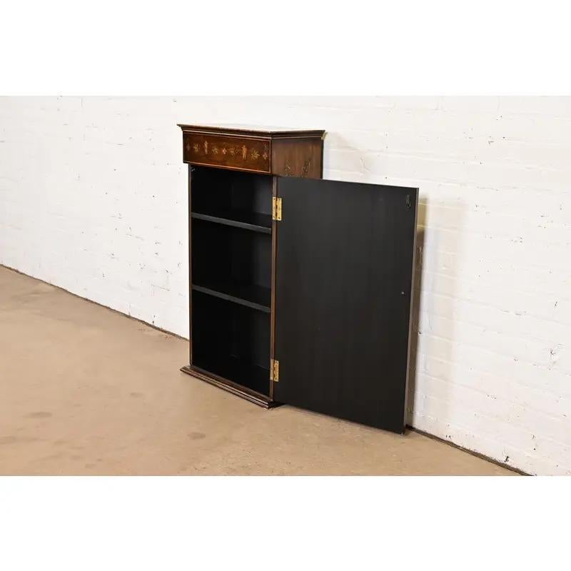 Sarreid Sheraton Hand Painted Trompe l'Oeil Bookcase Cabinet For Sale 1