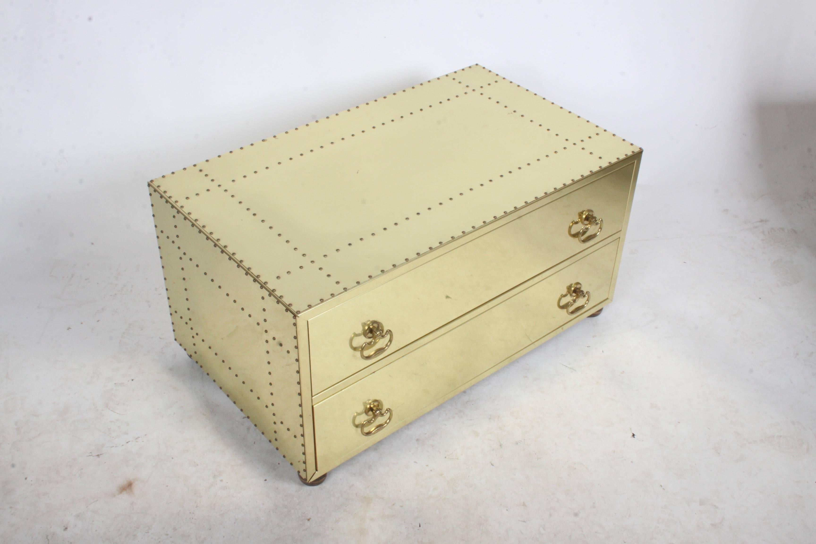 American Sarreid Style Brass Clad and Studded Chest