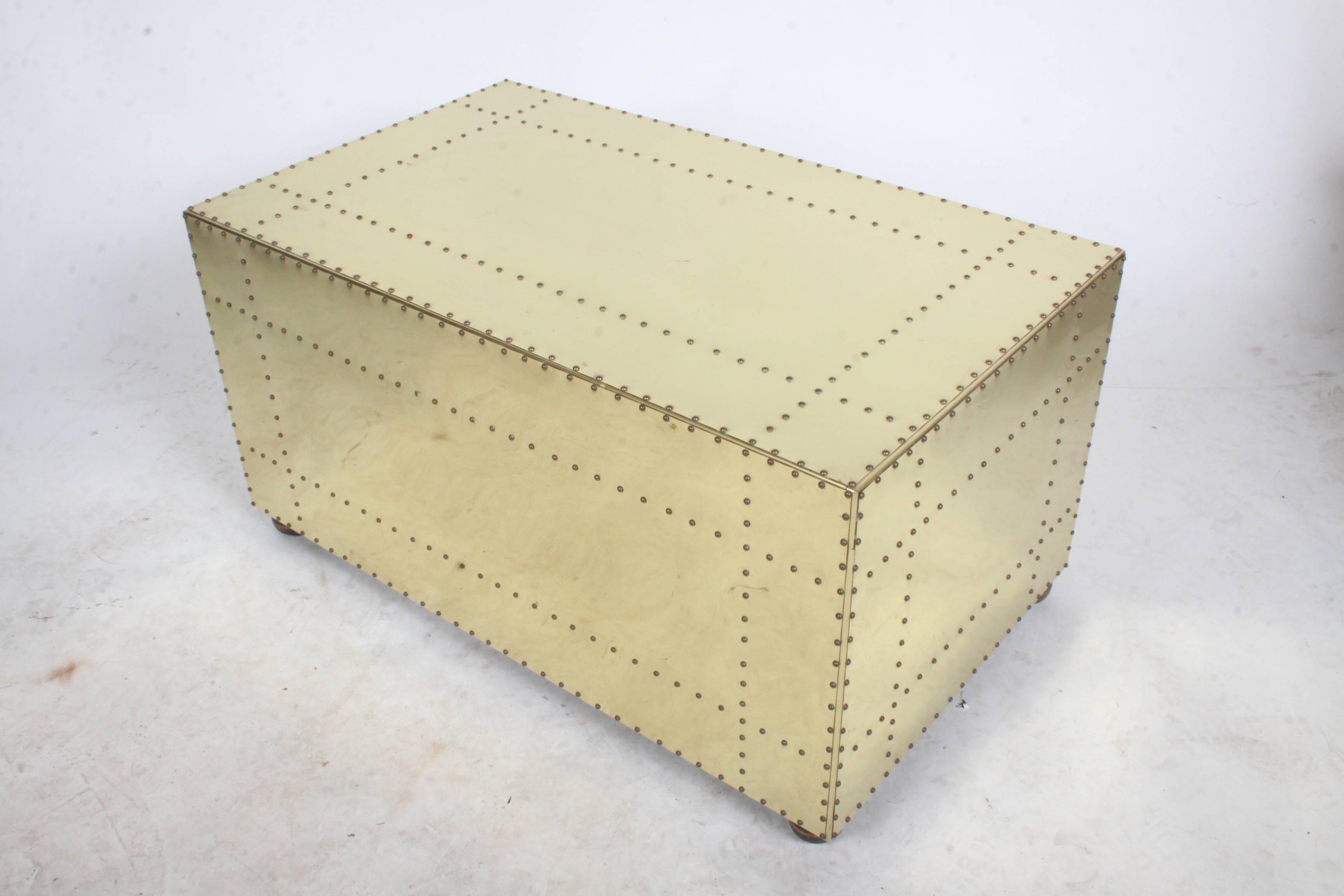 Sarreid Style Brass Clad and Studded Chest In Good Condition In St. Louis, MO