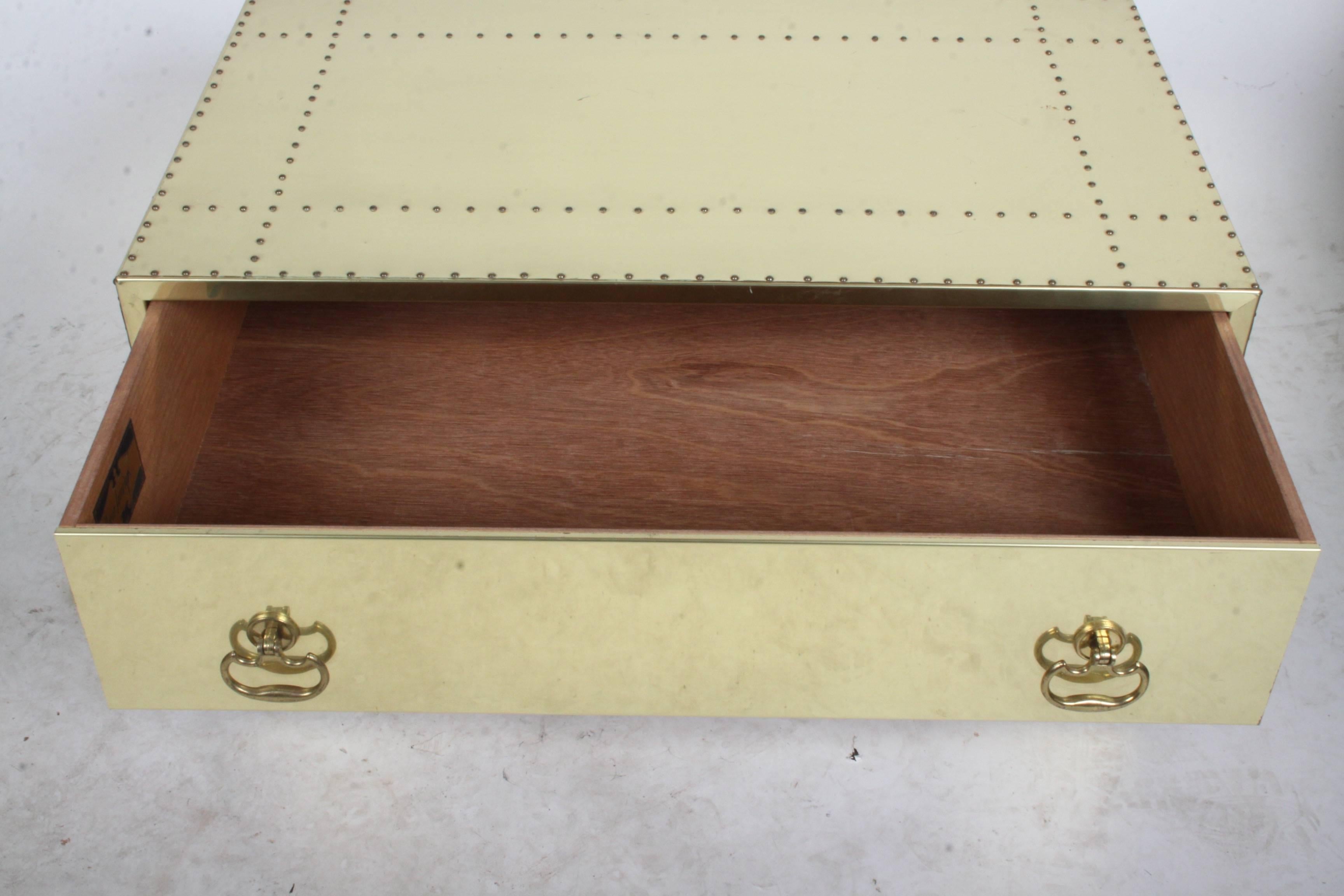 Sarreid Style Brass Clad and Studded Chest 2