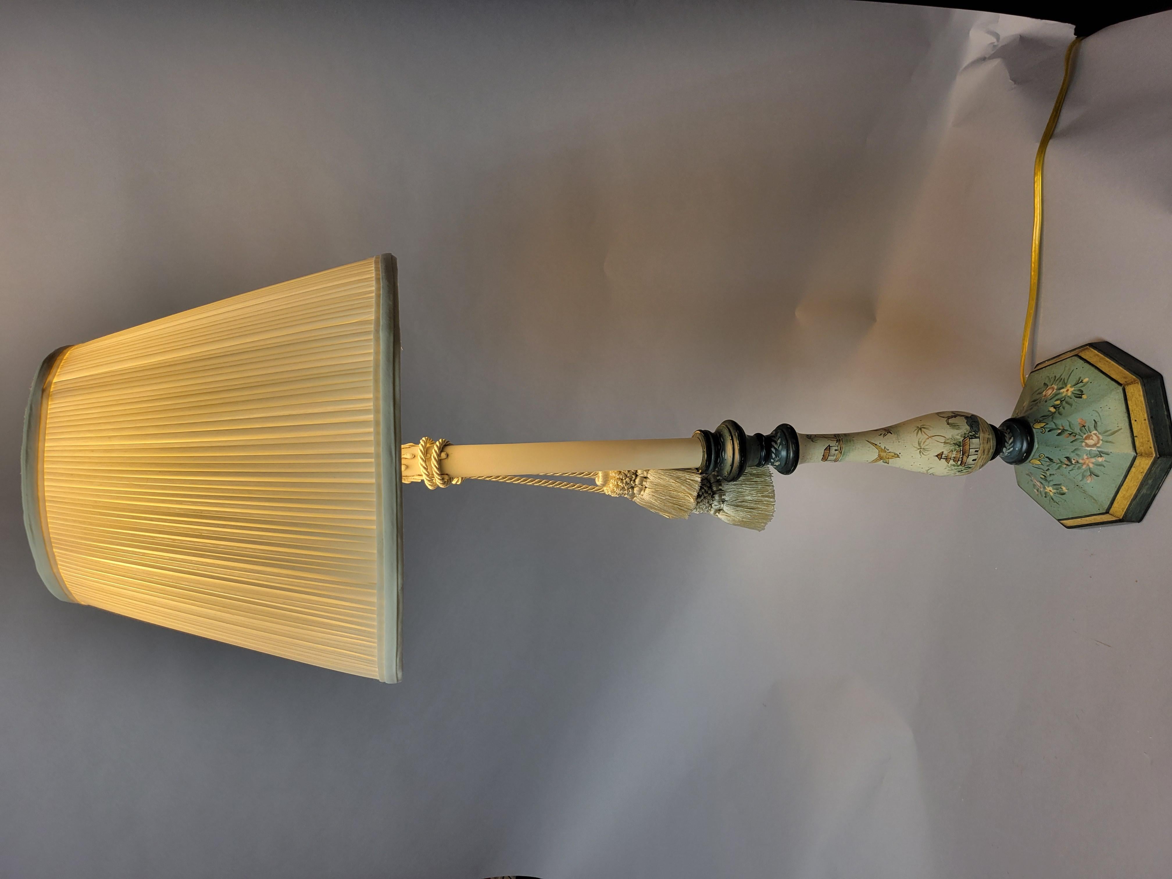 Sarreid Tole Painted Chinoiserie Candlestick Lamp-A Pair 6