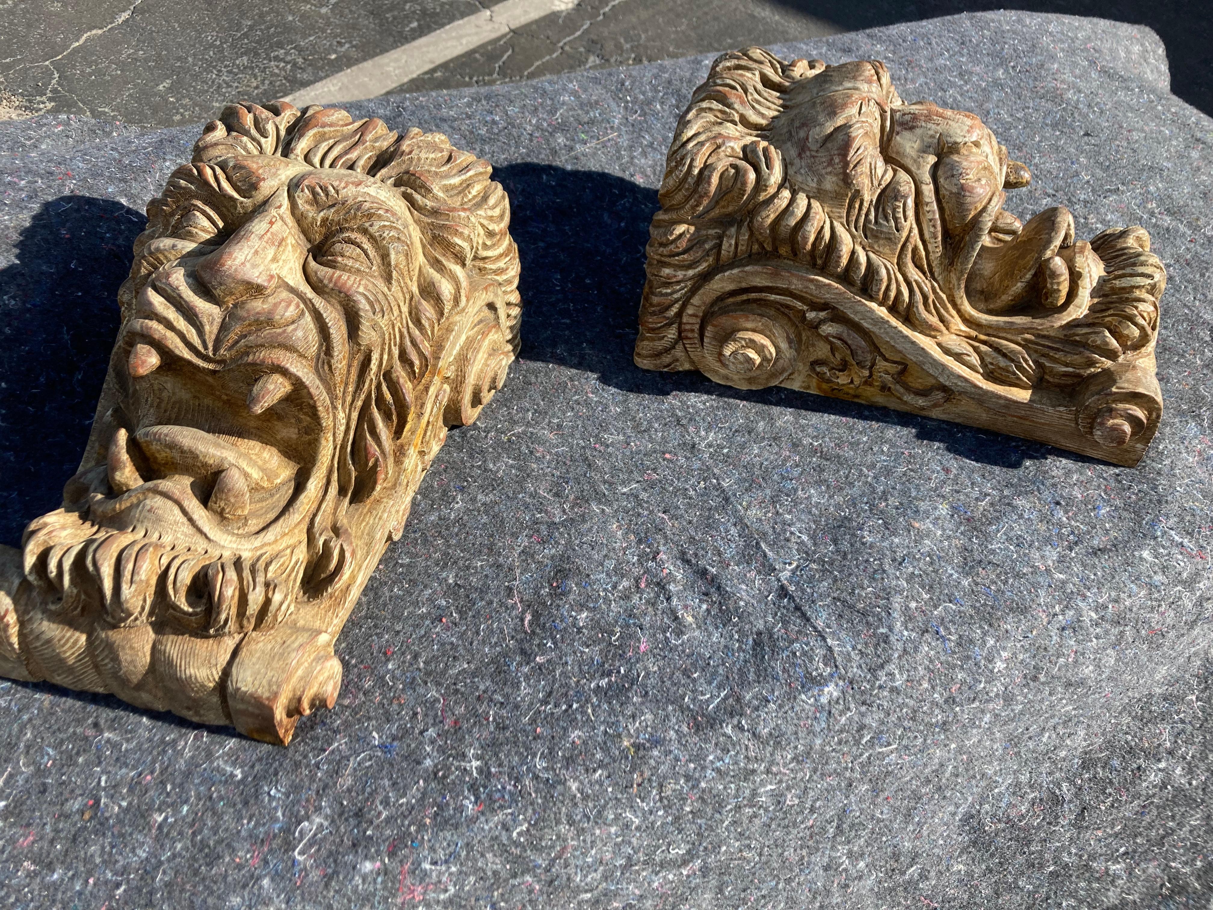 Sarreid Wall Shelf, Carved Wood, Gargoyle, Lion, Made in Spain For Sale 6