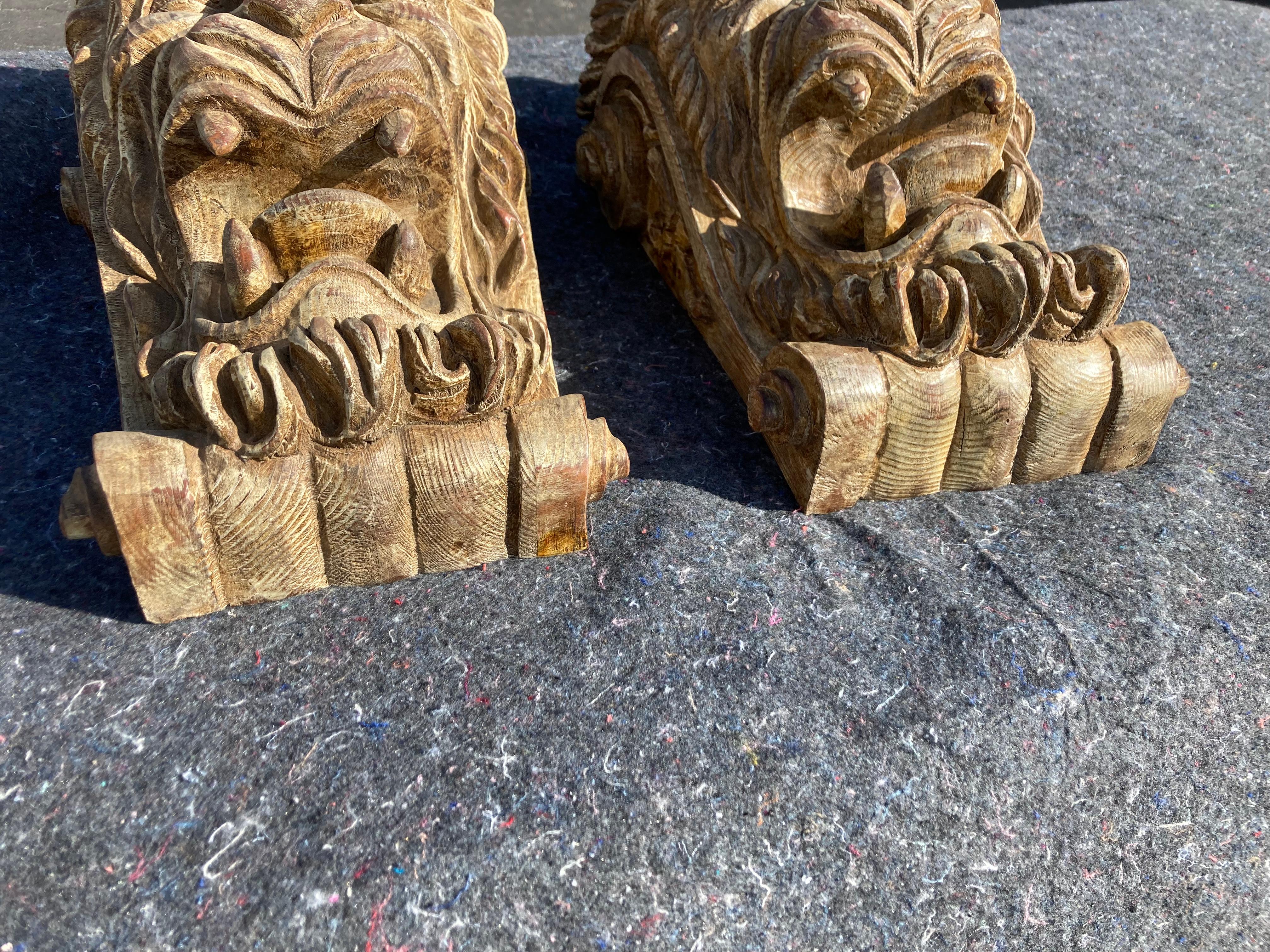 Sarreid Wall Shelf, Carved Wood, Gargoyle, Lion, Made in Spain For Sale 7