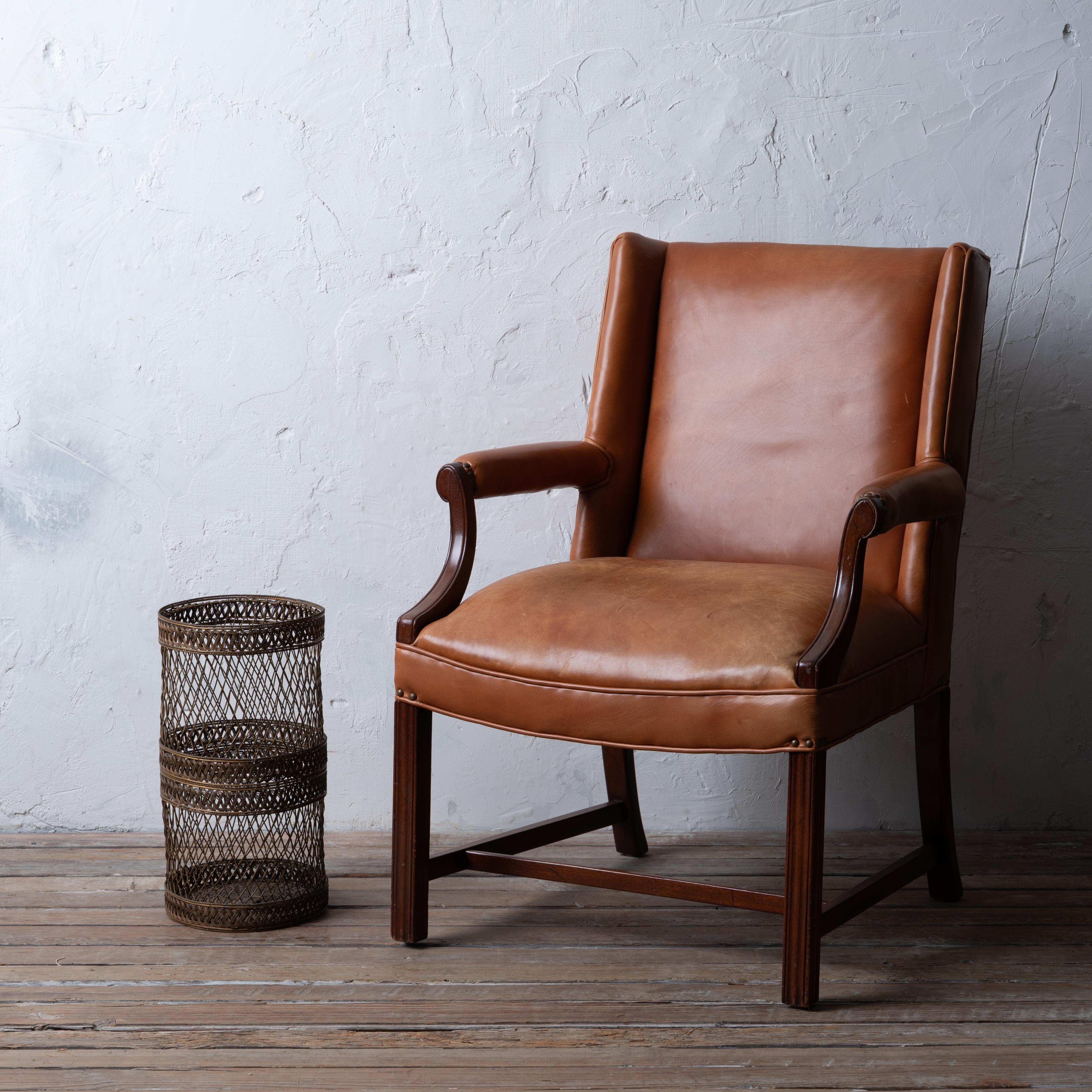 American Sarreid Woven Brass Waste Basket For Sale