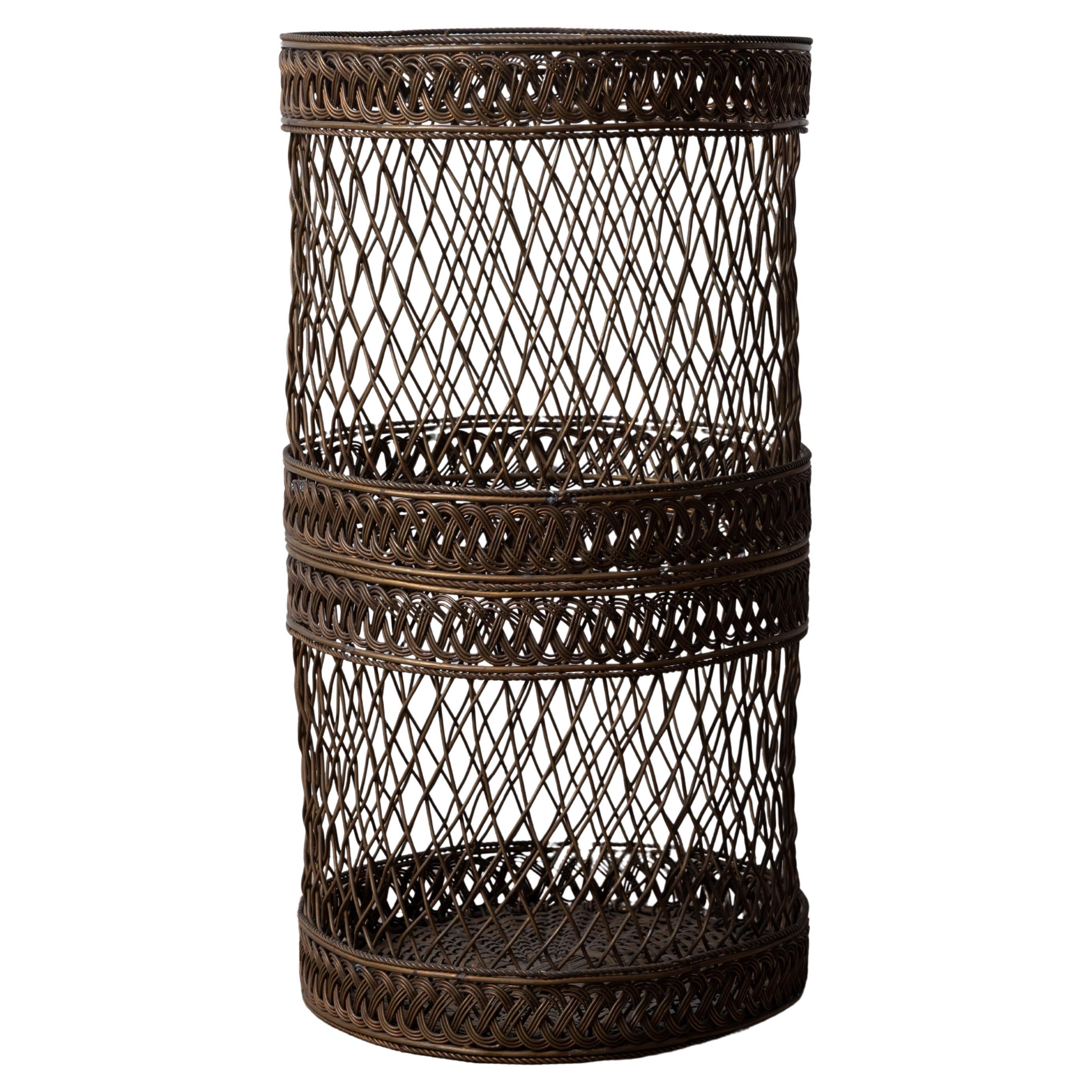 Sarreid Woven Brass Waste Basket