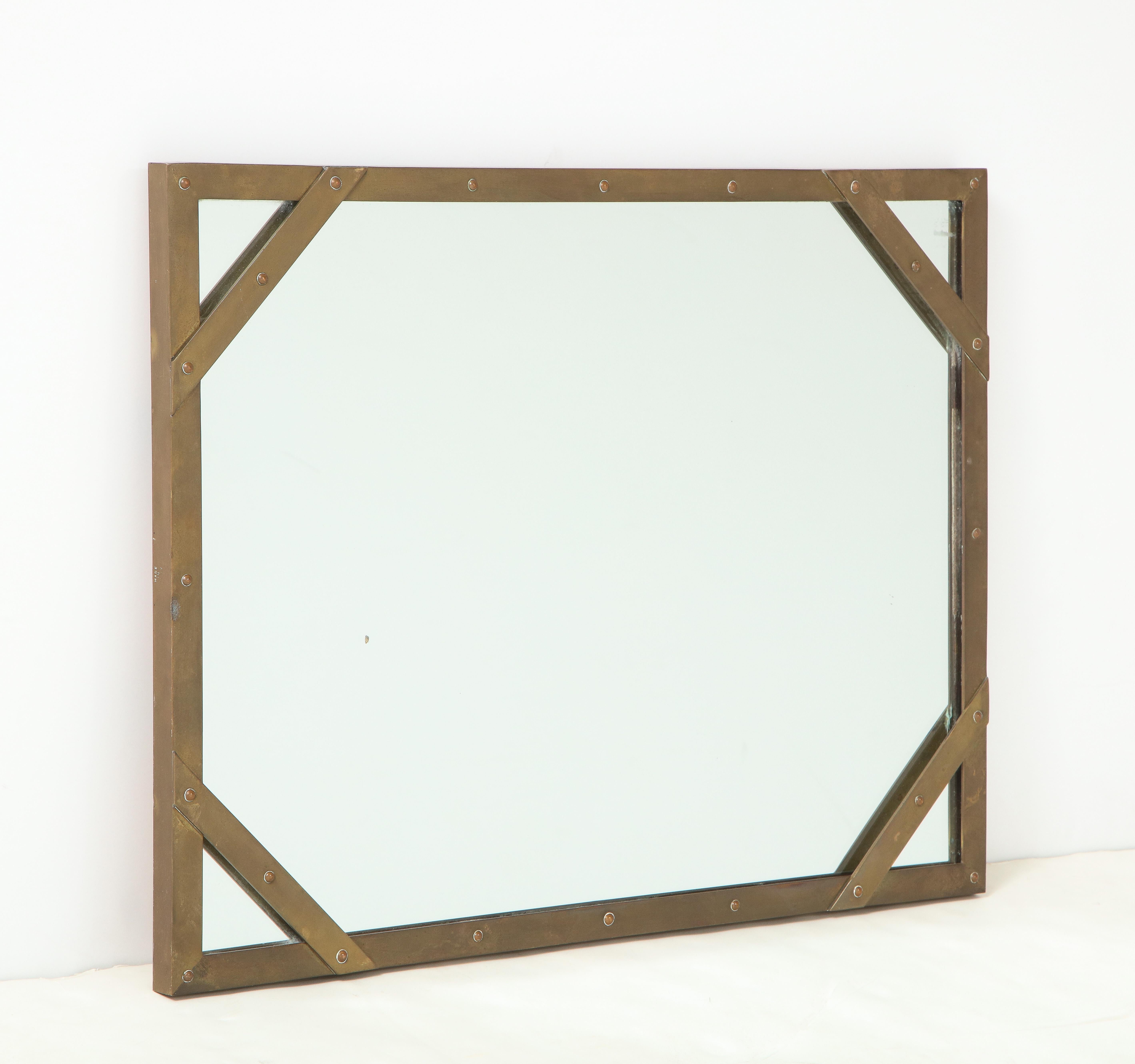 Late 20th Century Sarried Ltd. Brass Wall Mirror, Italy For Sale