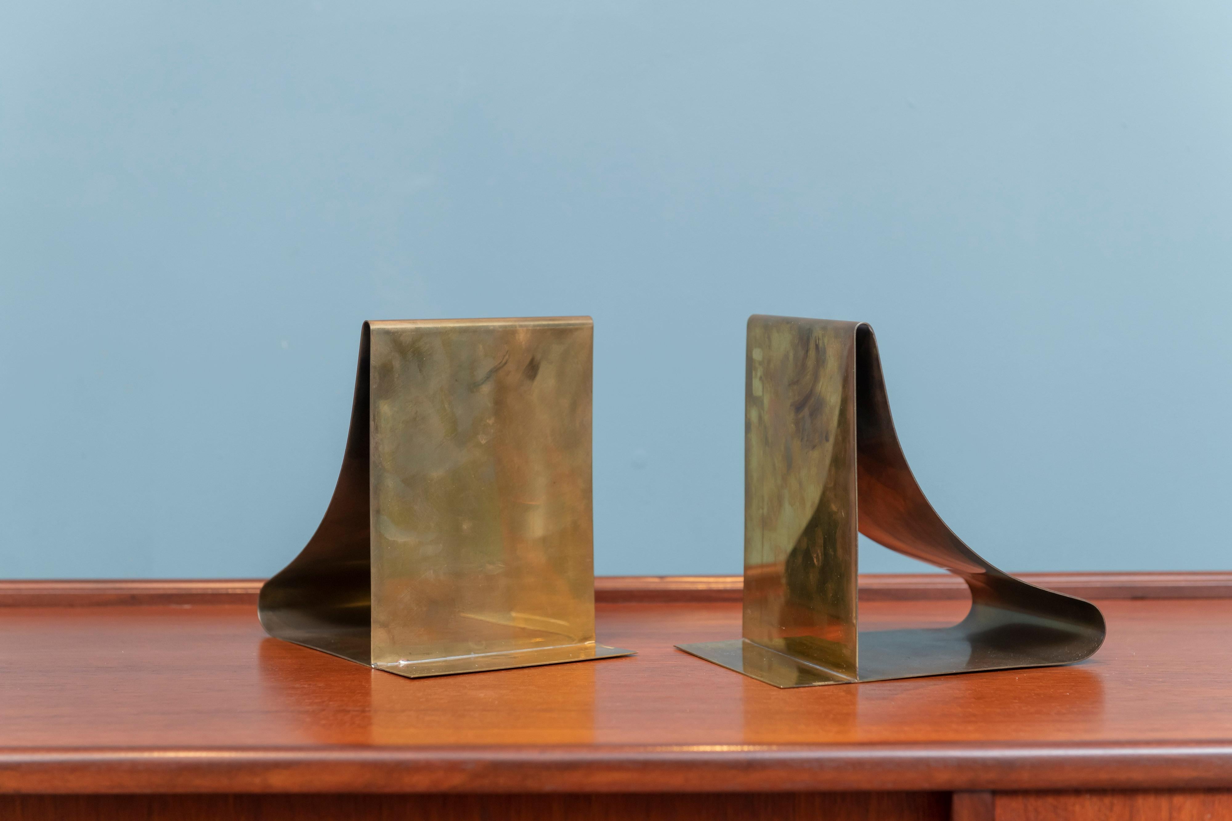 Late 20th Century Sarried Ltd. Large Brass Bookends
