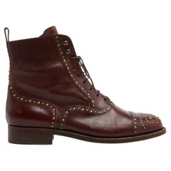 Sartore Botines EU38 Botines con cordones de piel y caracoles Burdungy UK5 US7.5