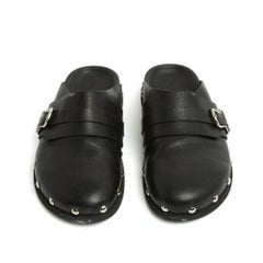 Sartore Mules EU38 Black Leather Studed Clogs Slippers Mules UK5 US7.5