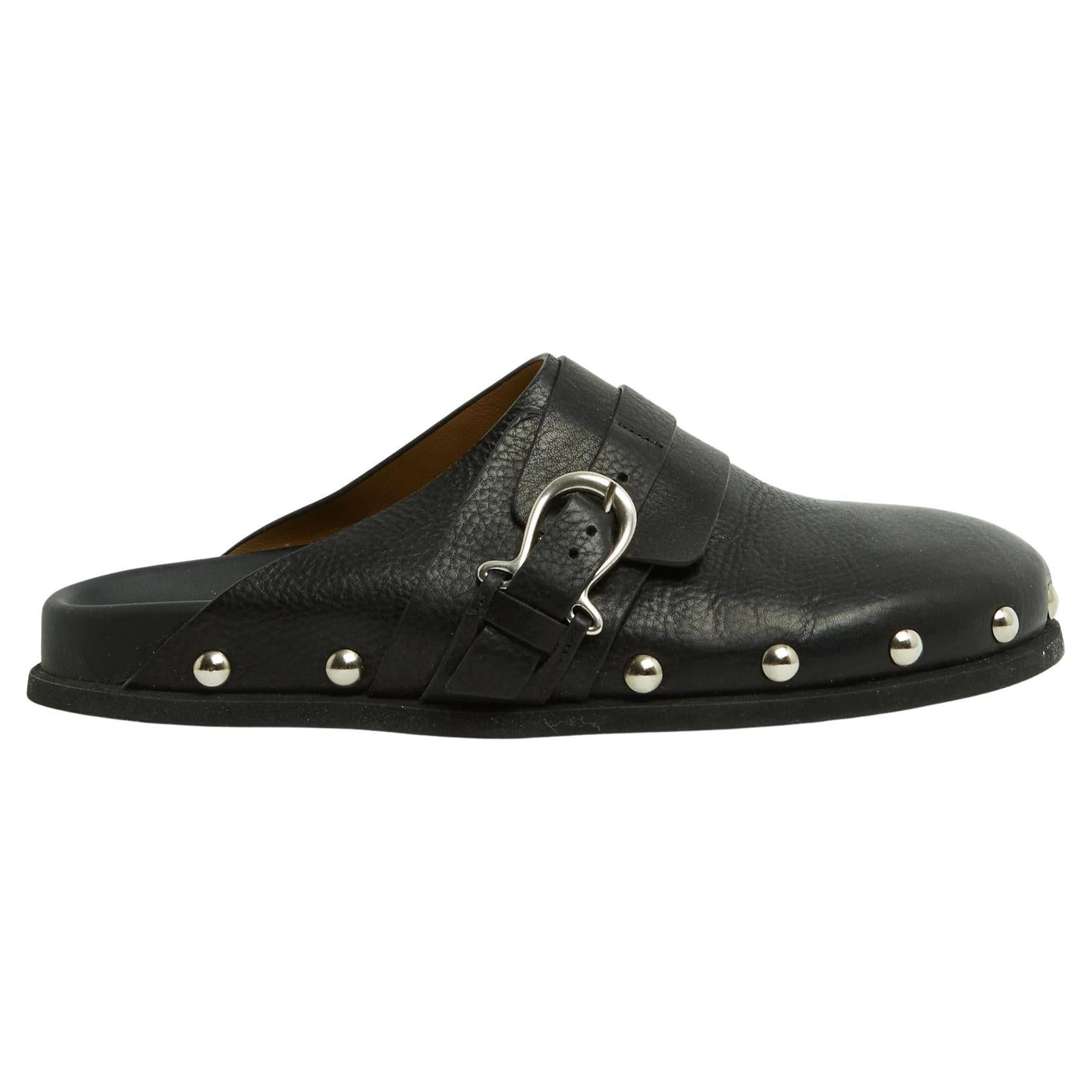 Sartore Mules EU38 Black Leather Studed Clogs Slippers Mules UK5 US7.5 For Sale