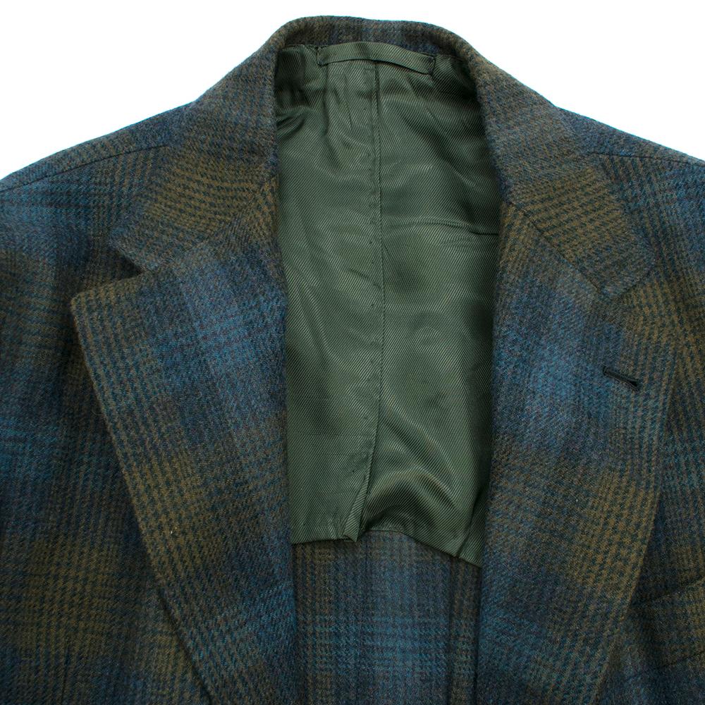Sartoria Solito Green Tweed Tailored Checked Coat estimated size L In Excellent Condition In London, GB