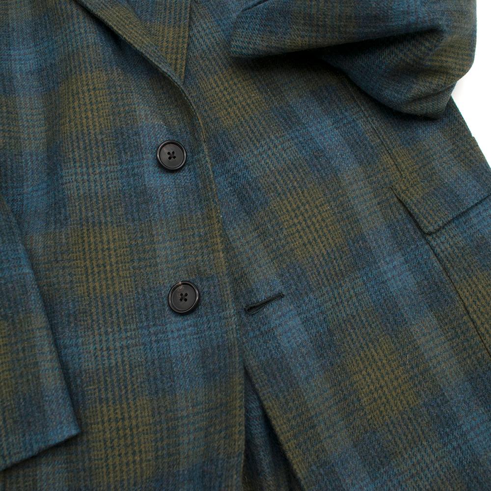 Men's Sartoria Solito Green Tweed Tailored Checked Coat estimated size L