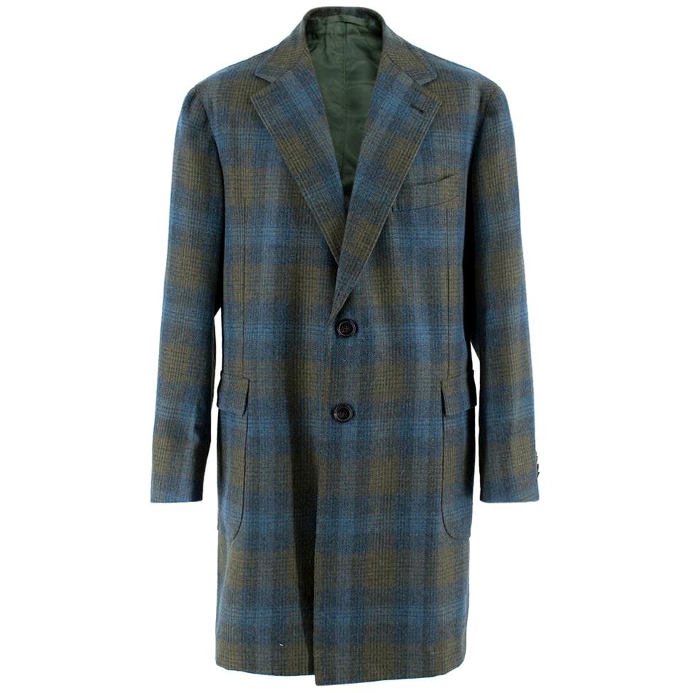 Sartoria Solito Green Tweed Tailored Checked Coat estimated size L