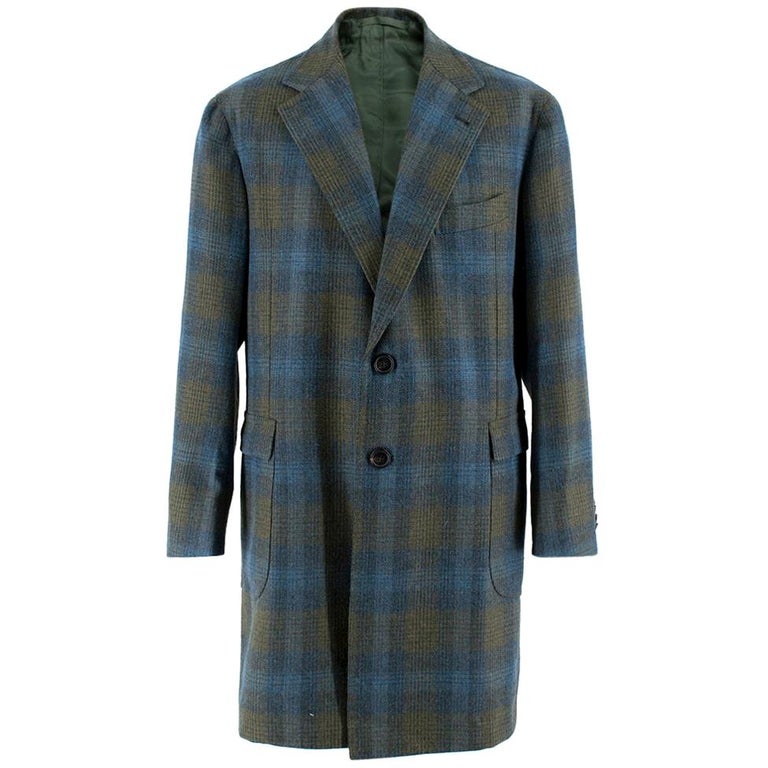 Sartoria Solito Green Tweed Tailored Checked Coat estimated size L at ...
